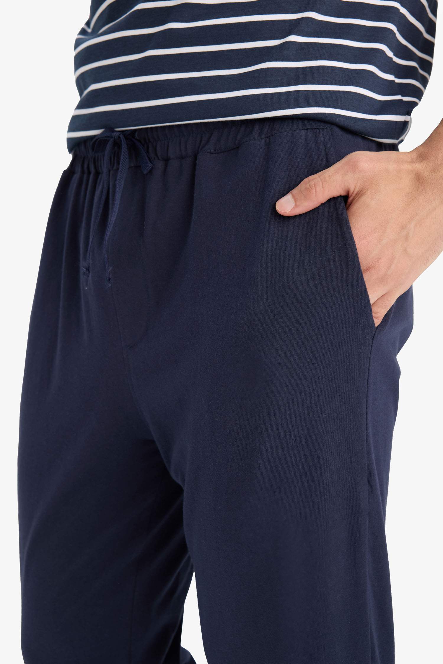 Pijama Takımı Regular Fit Çizgili Kısa Kollu Üst Uzun Alt