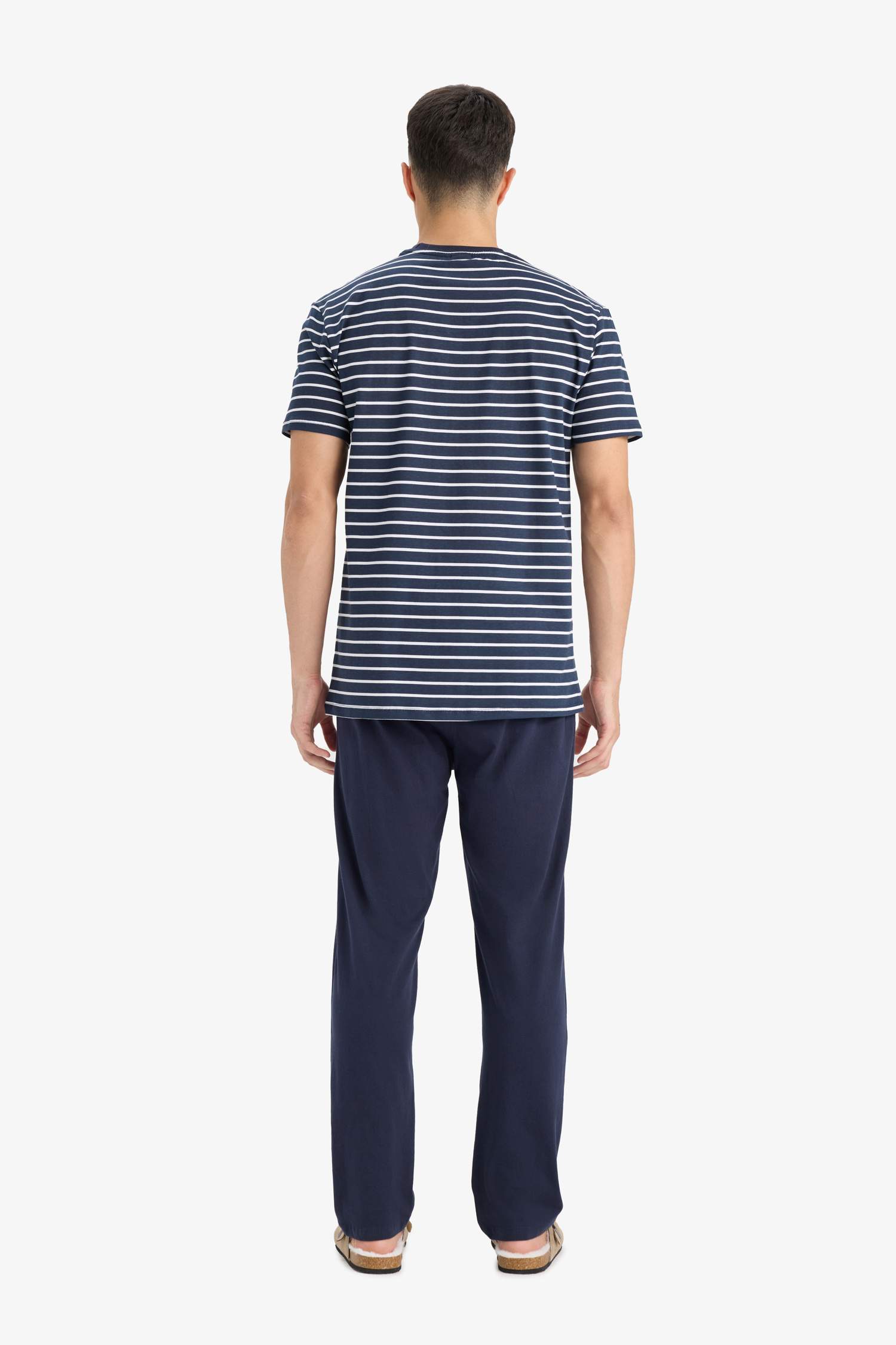 Pijama Takımı Regular Fit Çizgili Kısa Kollu Üst Uzun Alt