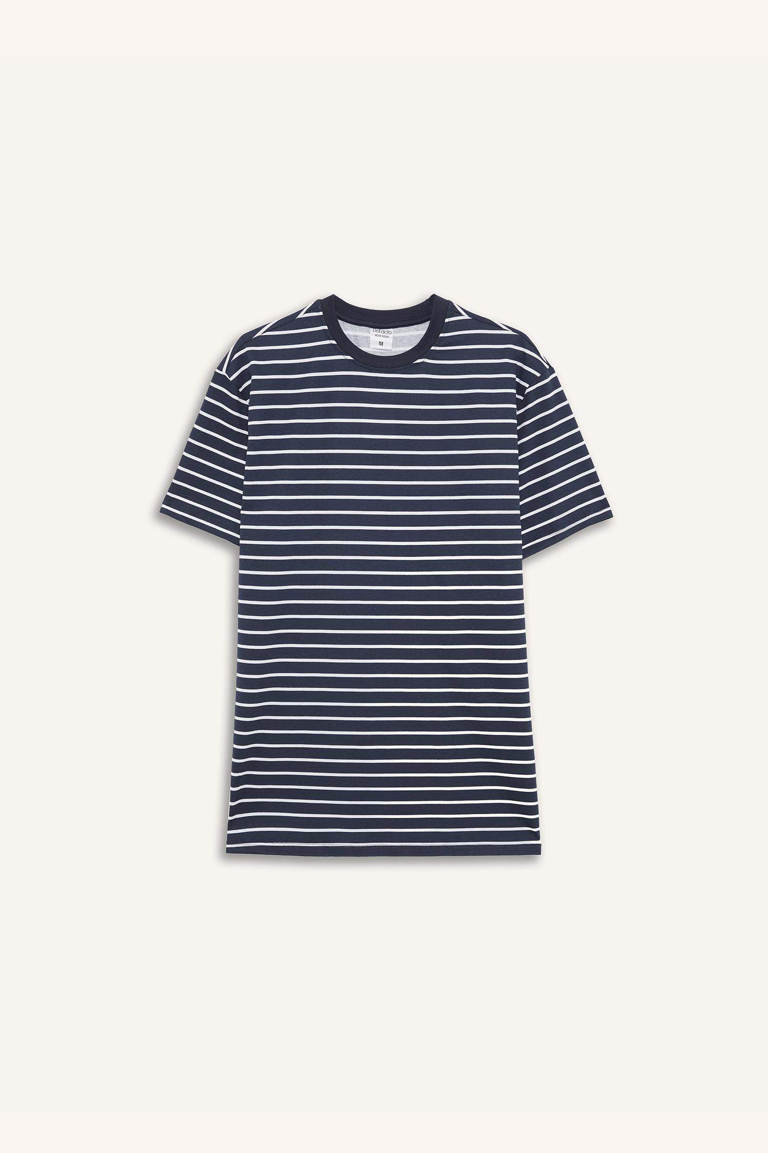 Pijama Takımı Regular Fit Çizgili Kısa Kollu Üst Uzun Alt