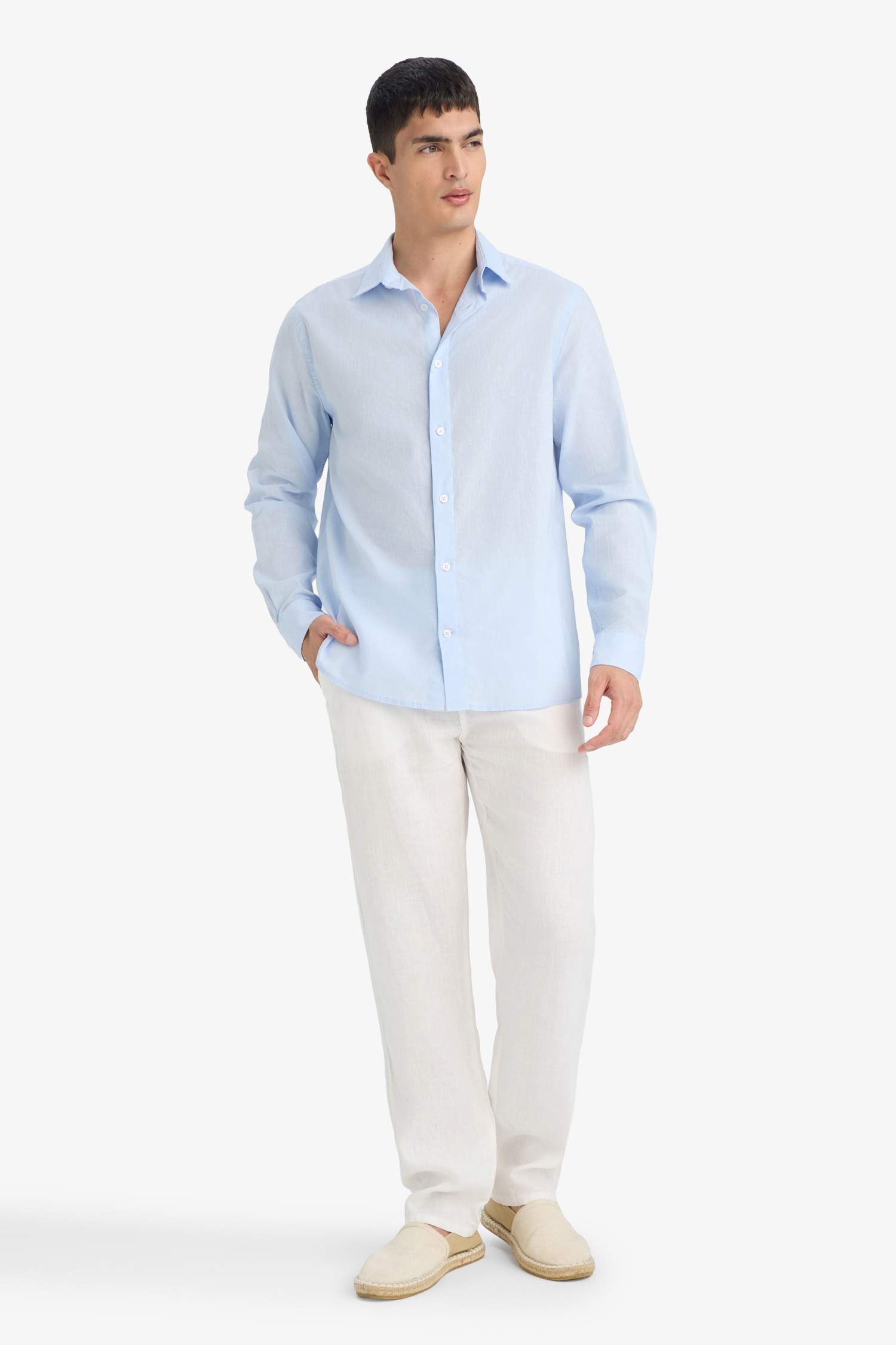 Regular Fit Polo Collar Long Sleeve Shirt