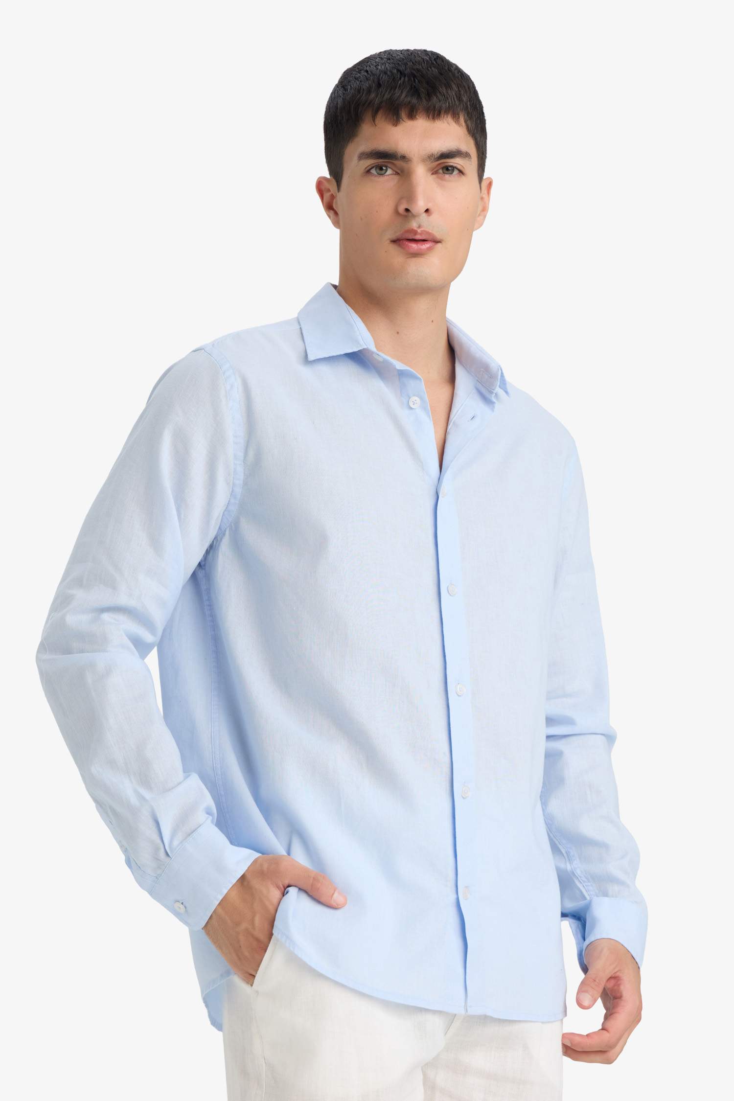 Regular Fit Polo Collar Long Sleeve Shirt
