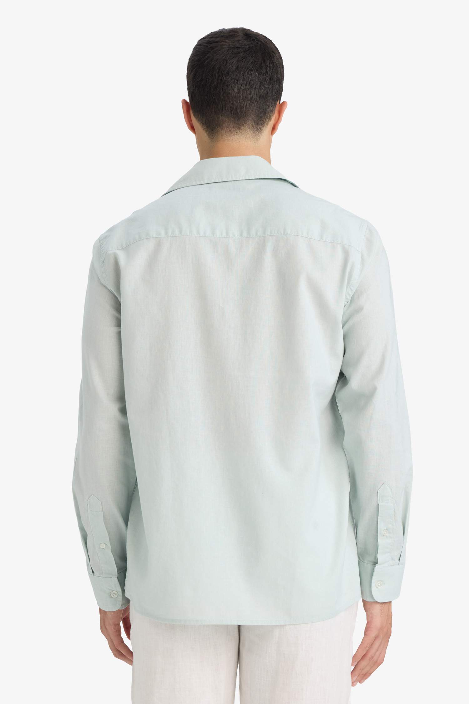 Регулярного кроя летняя рубашка с длинными рукавами и воротником поло из льняной смеси