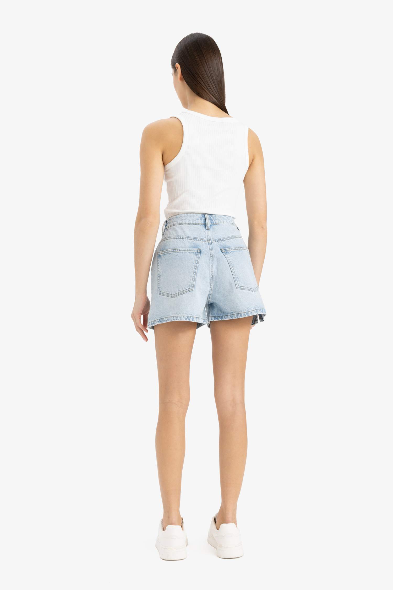 Mom Fit High Waist Denim Shorts