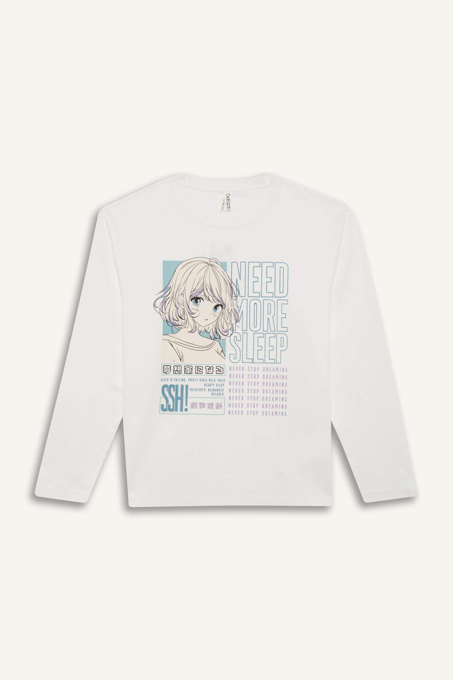 Kız Çocuk Pijama Takımı Uzun Kollu Üst Beli Lastikli Uzun Alt