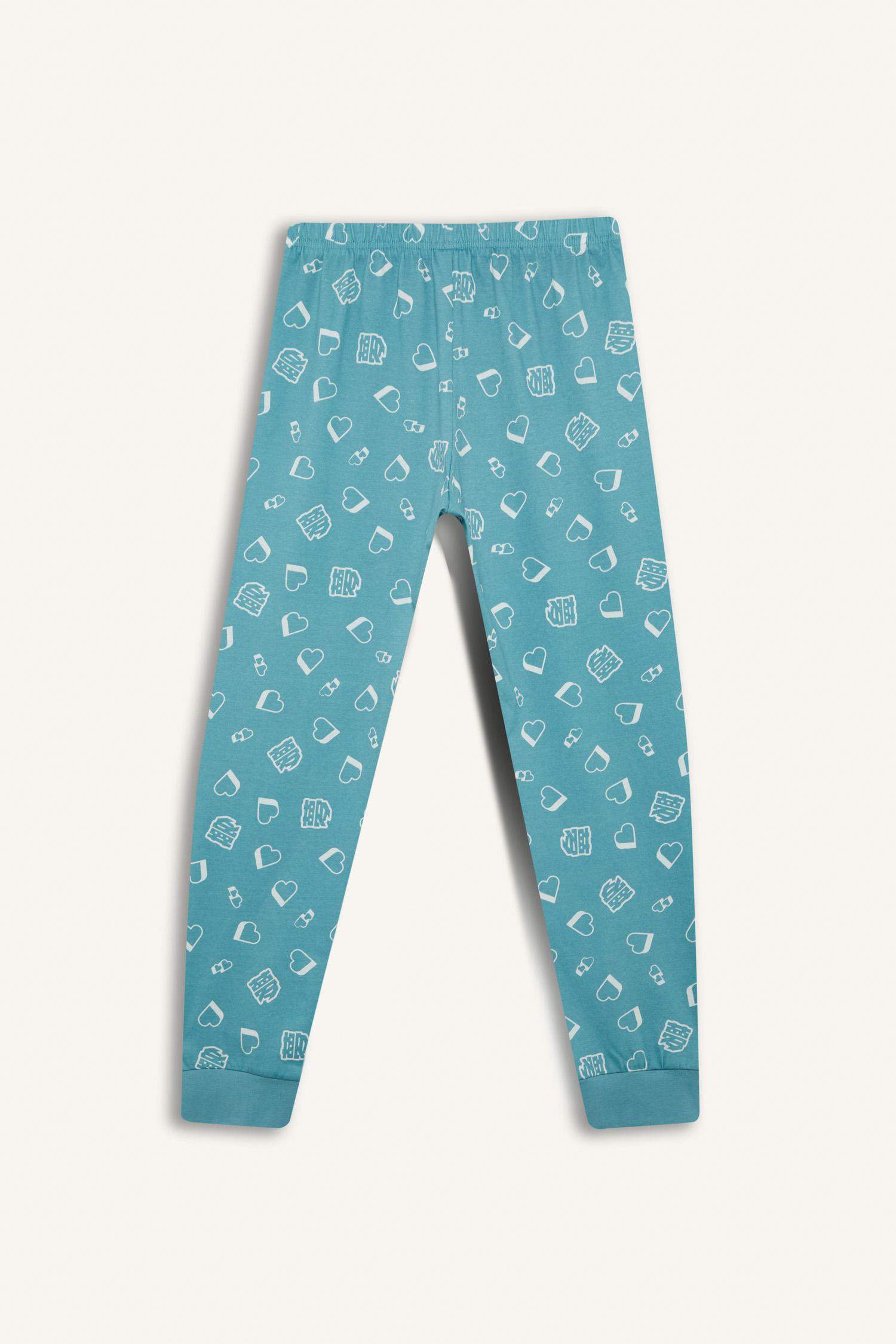 Kız Çocuk Pijama Takımı Uzun Kollu Üst Beli Lastikli Uzun Alt