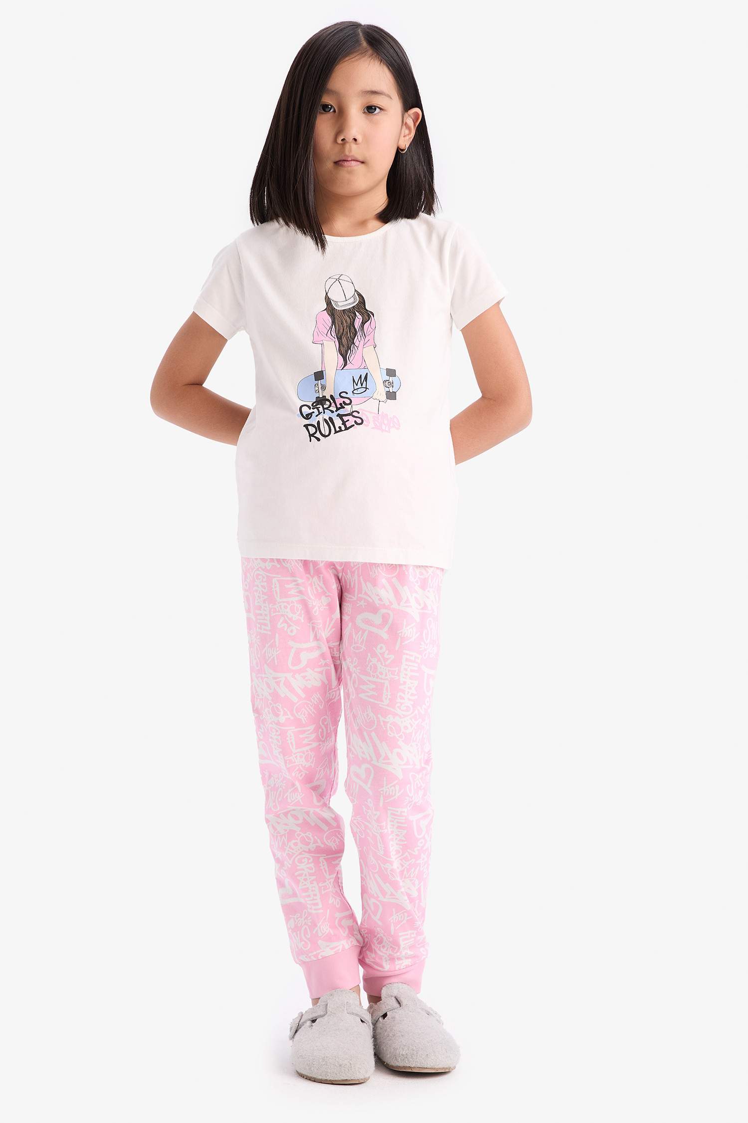 Қыздарға қалыпты пішім 2 Трикотаж пижамалар