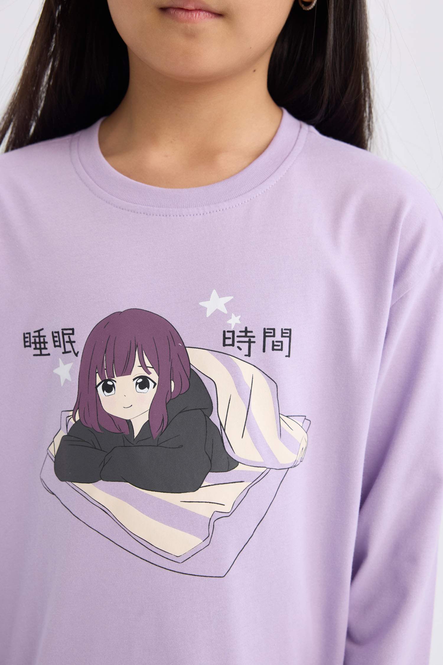 Kız Çocuk Pijama Takımı Uzun Kollu Üst Beli Lastikli Uzun Alt