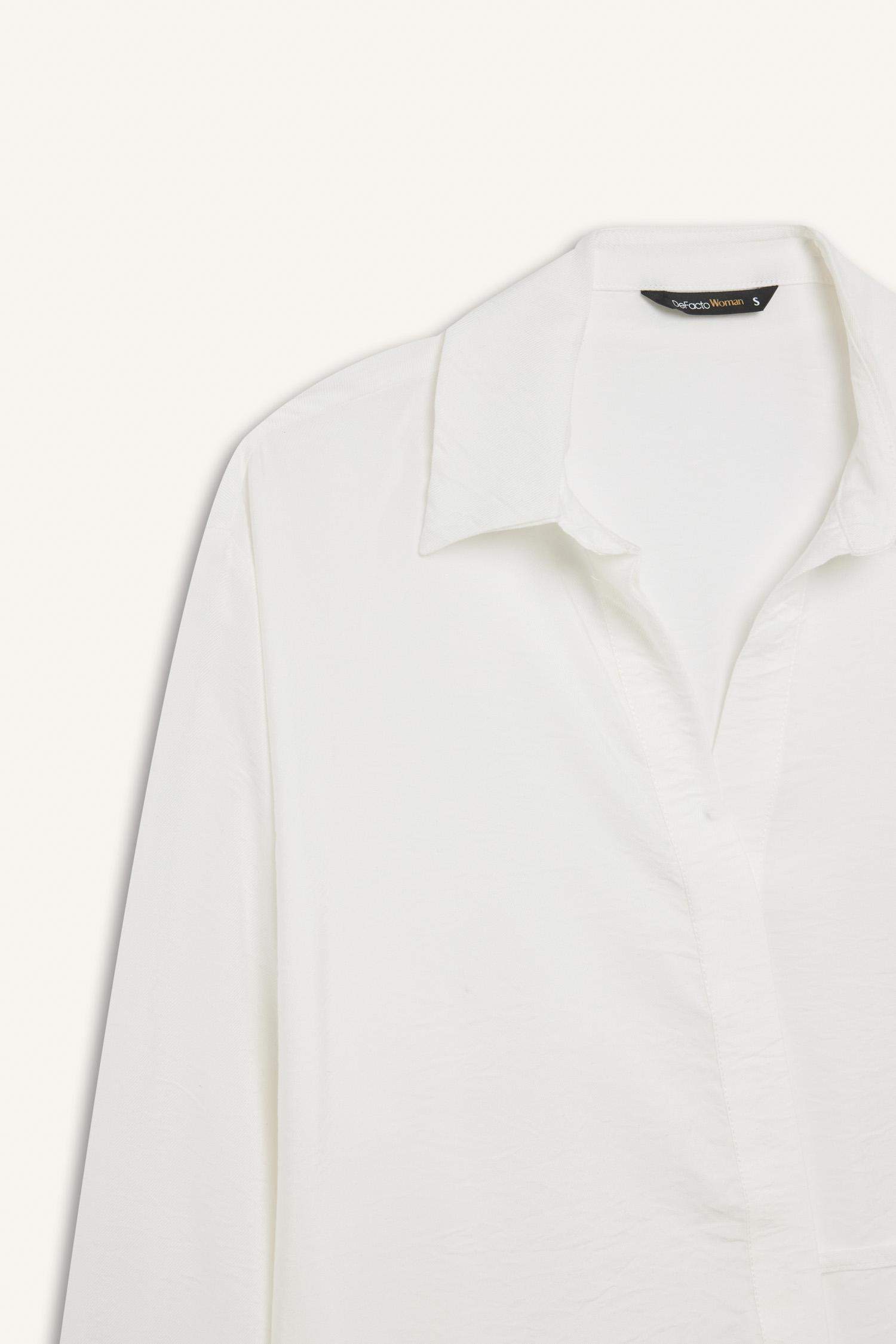 Oversize Geniş Kalıp Bağlamalı Uzun Kollu Gömlek