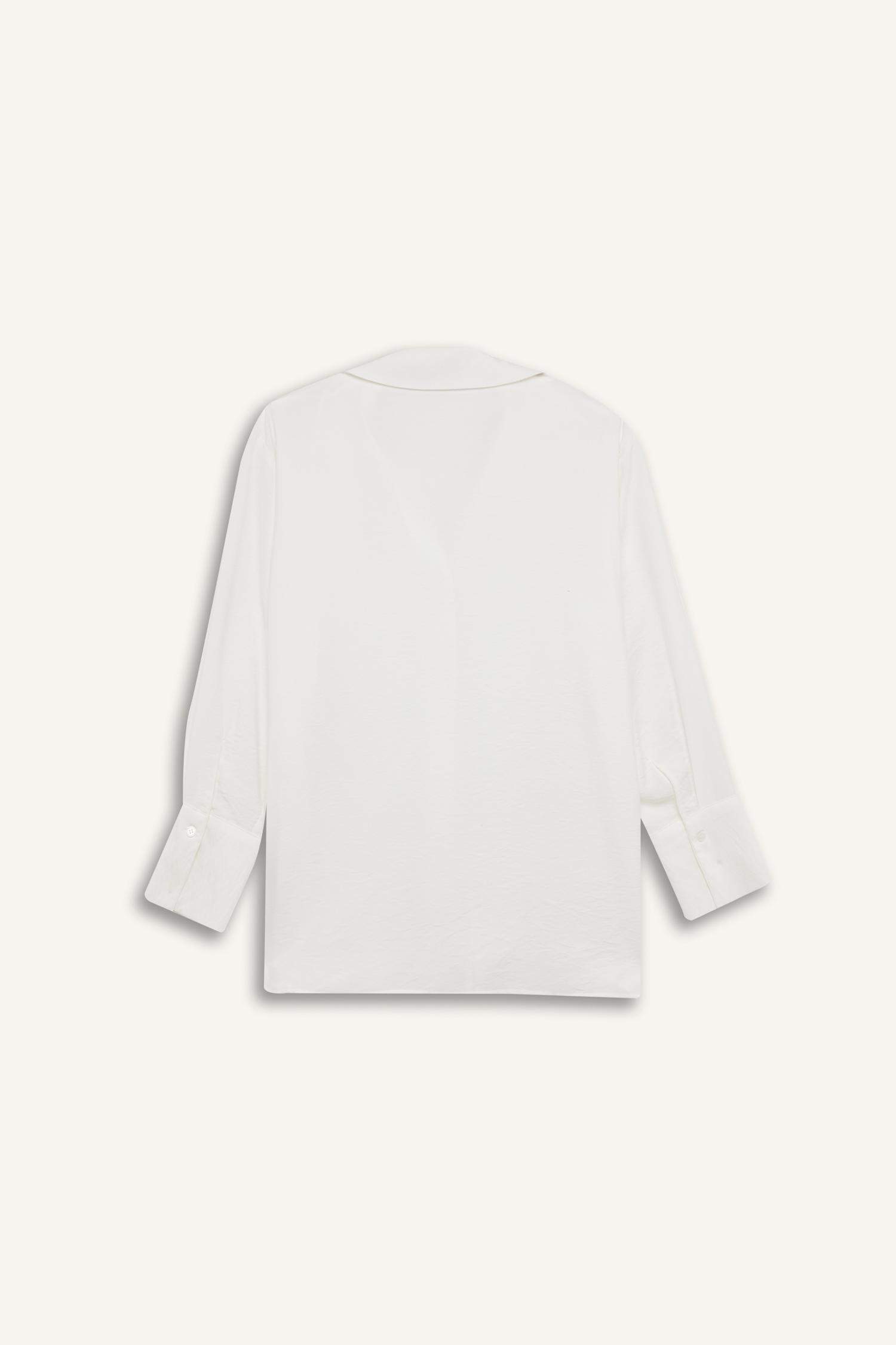 Oversize Geniş Kalıp Bağlamalı Uzun Kollu Gömlek