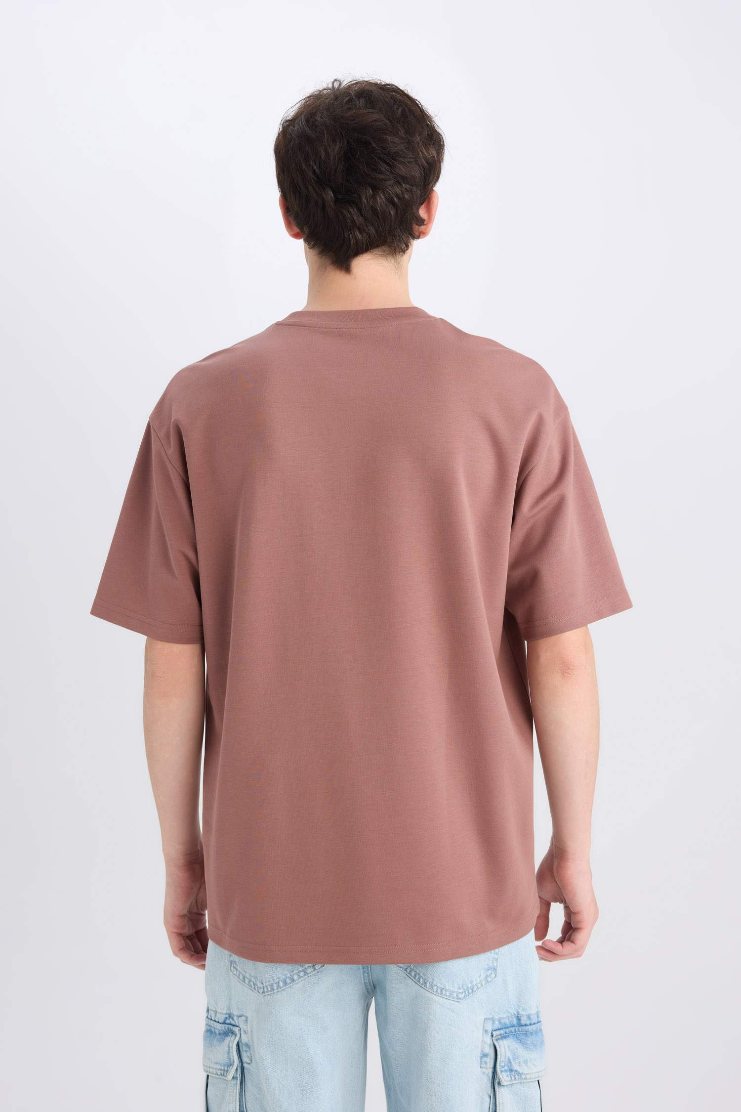 Boxy Fit Bisiklet Yaka Ütü Gerektirmeyen Nefes Alabilen Baskılı Kısa Kollu Ağır Kumaş Tişört