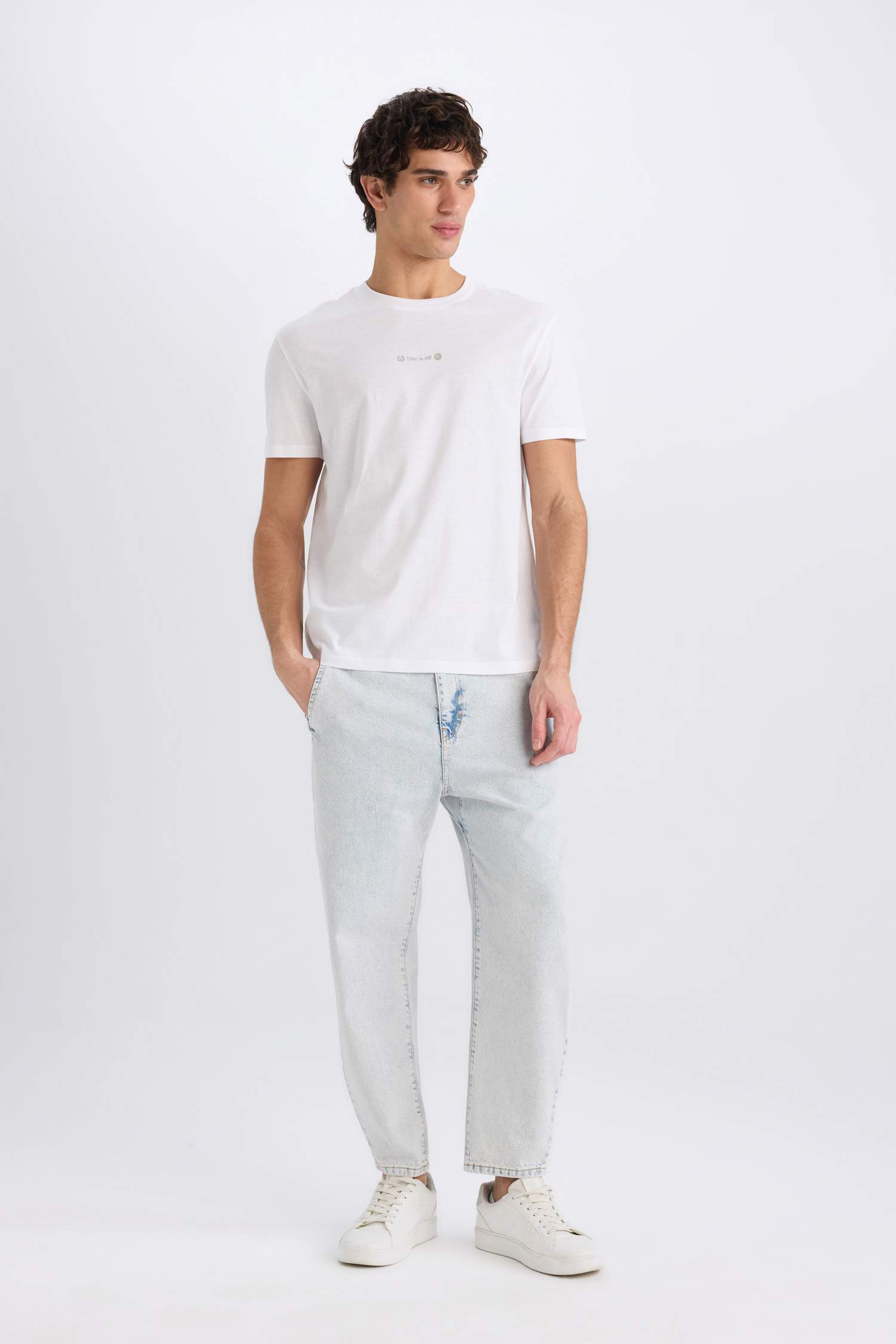 Regular Fit Crew Neck Printed Heavy Fabric T-Shirt