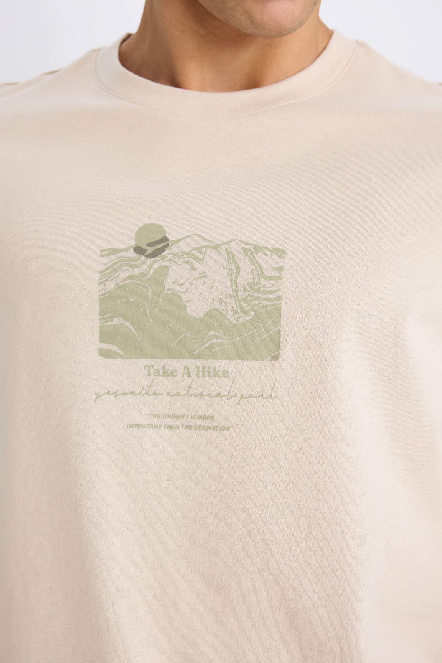 %100 Pamuk Regular Fit Bisiklet Yaka Baskılı Kısa Kollu Tişört