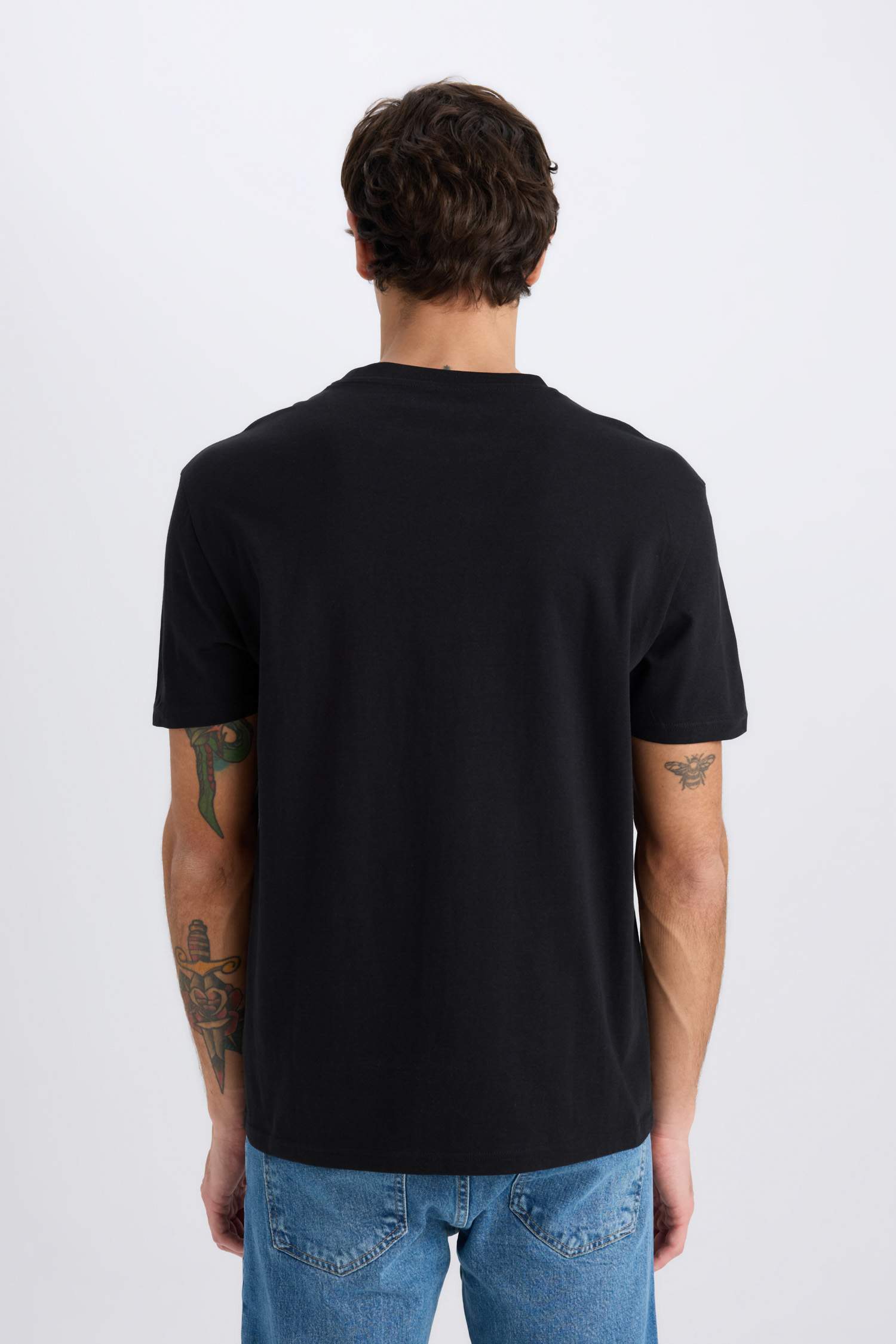 %100 Pamuk Regular Fit Bisiklet Yaka Baskılı Kısa Kollu Tişört