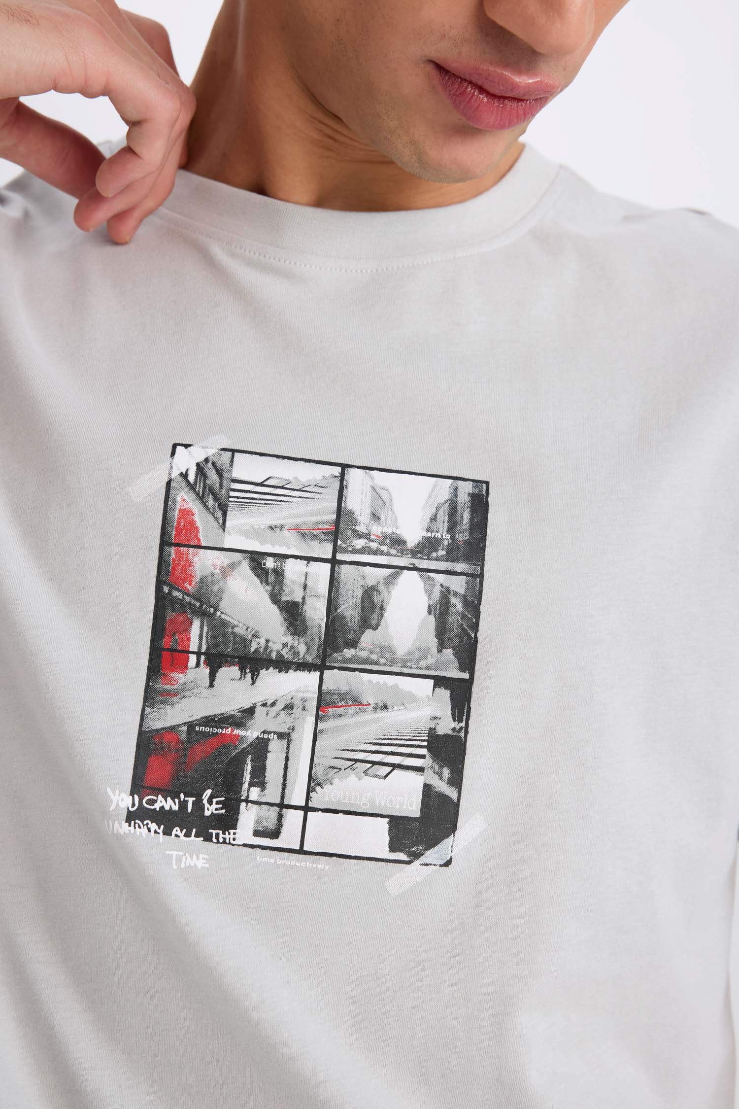 تيشيرت مطبوع أوفر سايز برقبة مستديرة