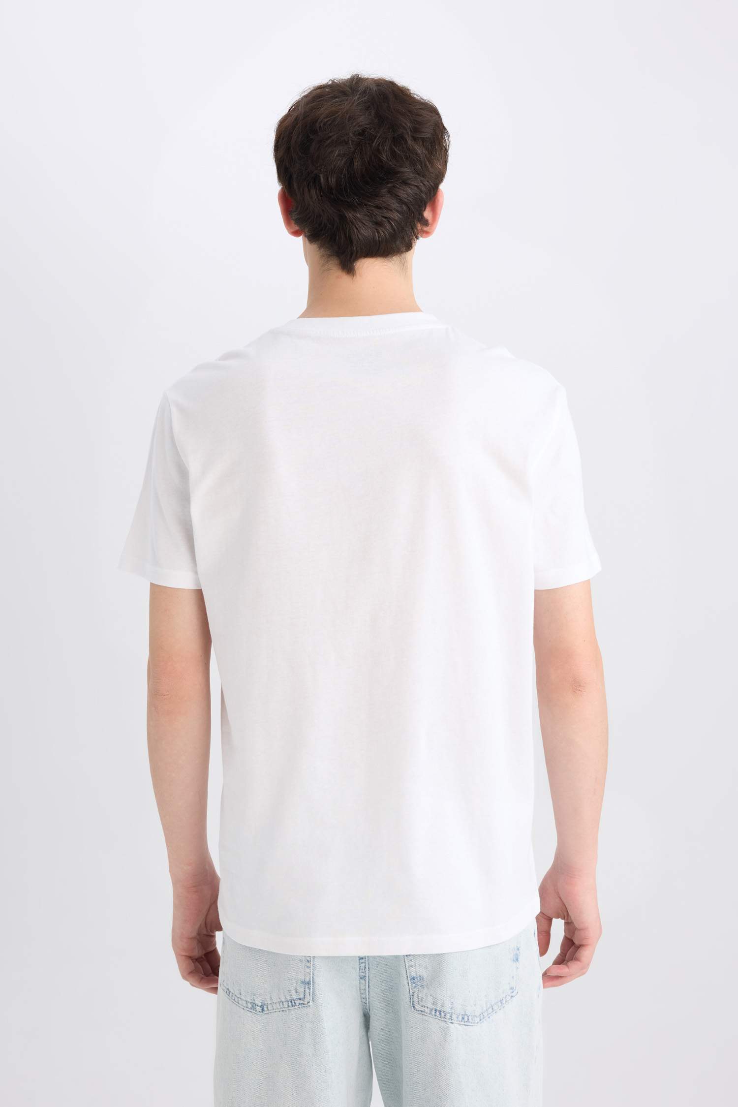 %100 Pamuk Regular Fit Bisiklet Yaka Baskılı Kısa Kollu Tişört