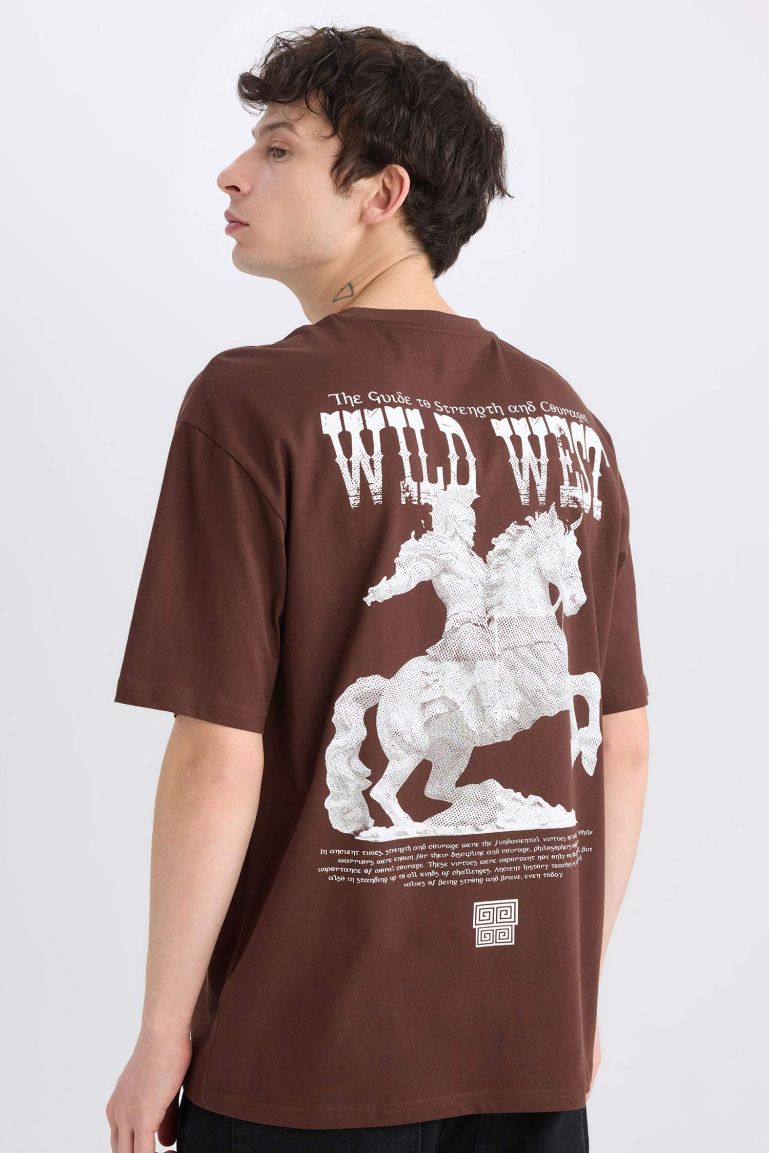 Boxy Fit Crew Neck Printed Short Sleeve T-Shirt