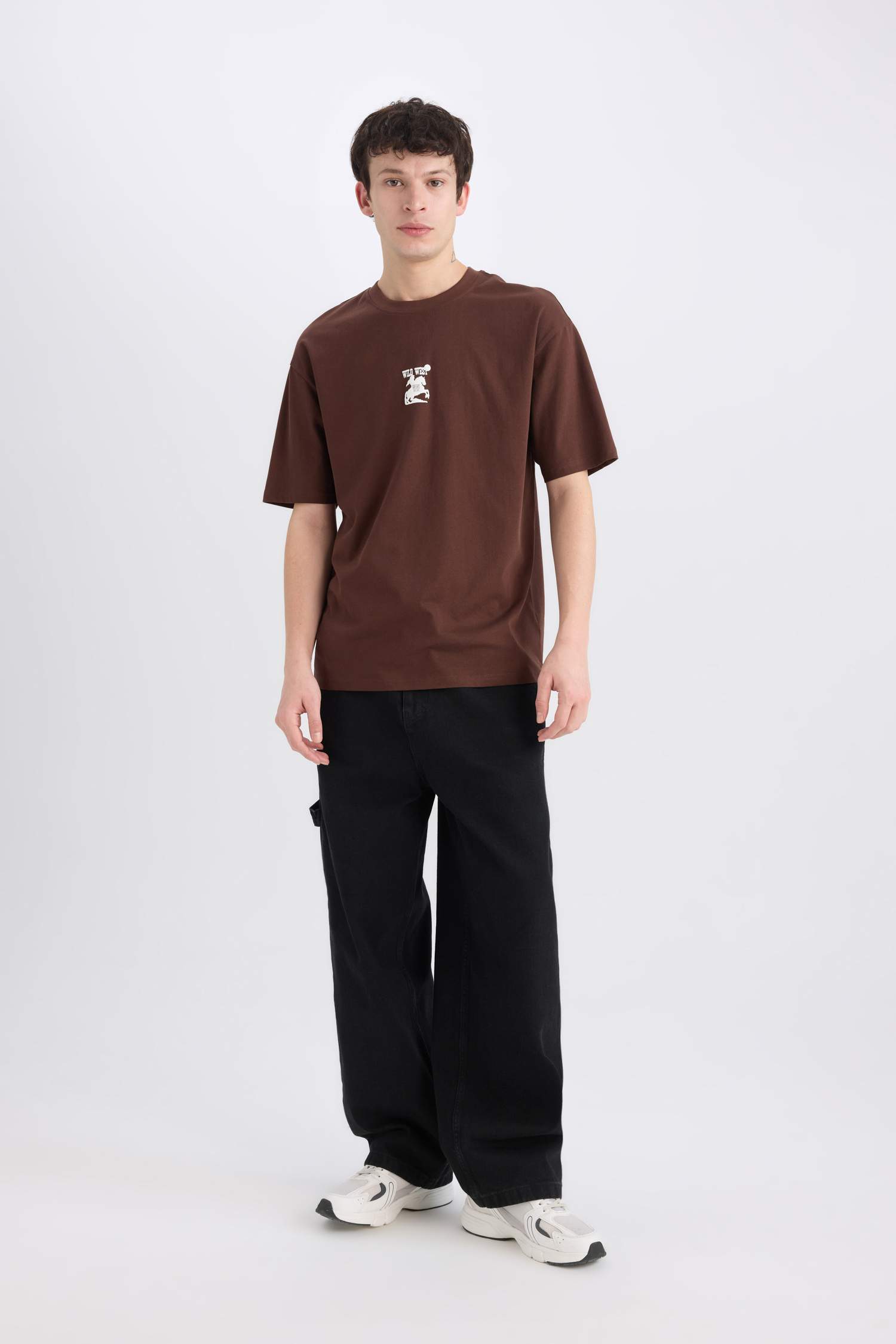 Boxy Fit Crew Neck Printed Short Sleeve T-Shirt