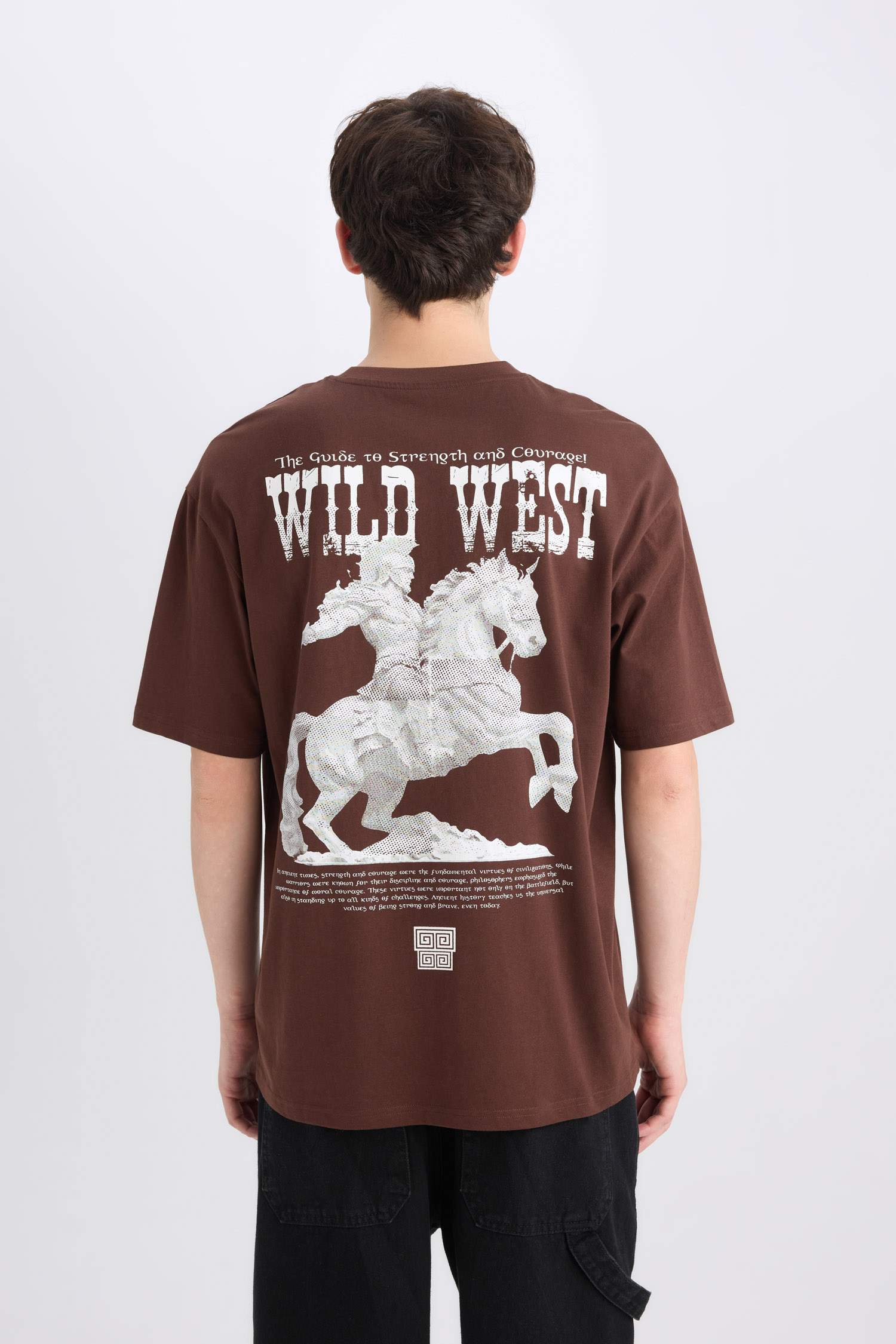 Boxy Fit Crew Neck Printed Short Sleeve T-Shirt