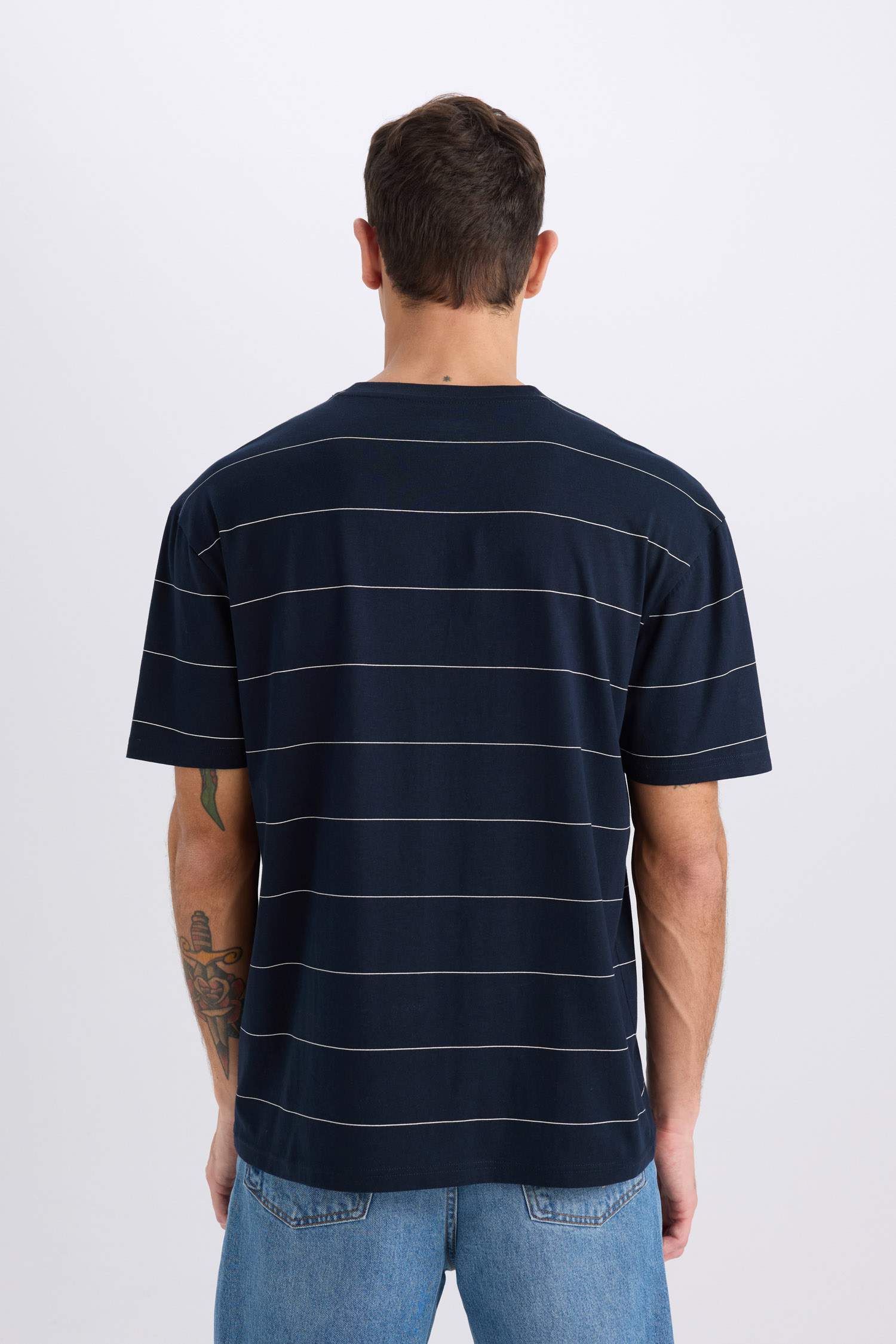 %100 Pamuk Boxy Fit Bisiklet Yaka Baskılı Kısa Kollu Tişört