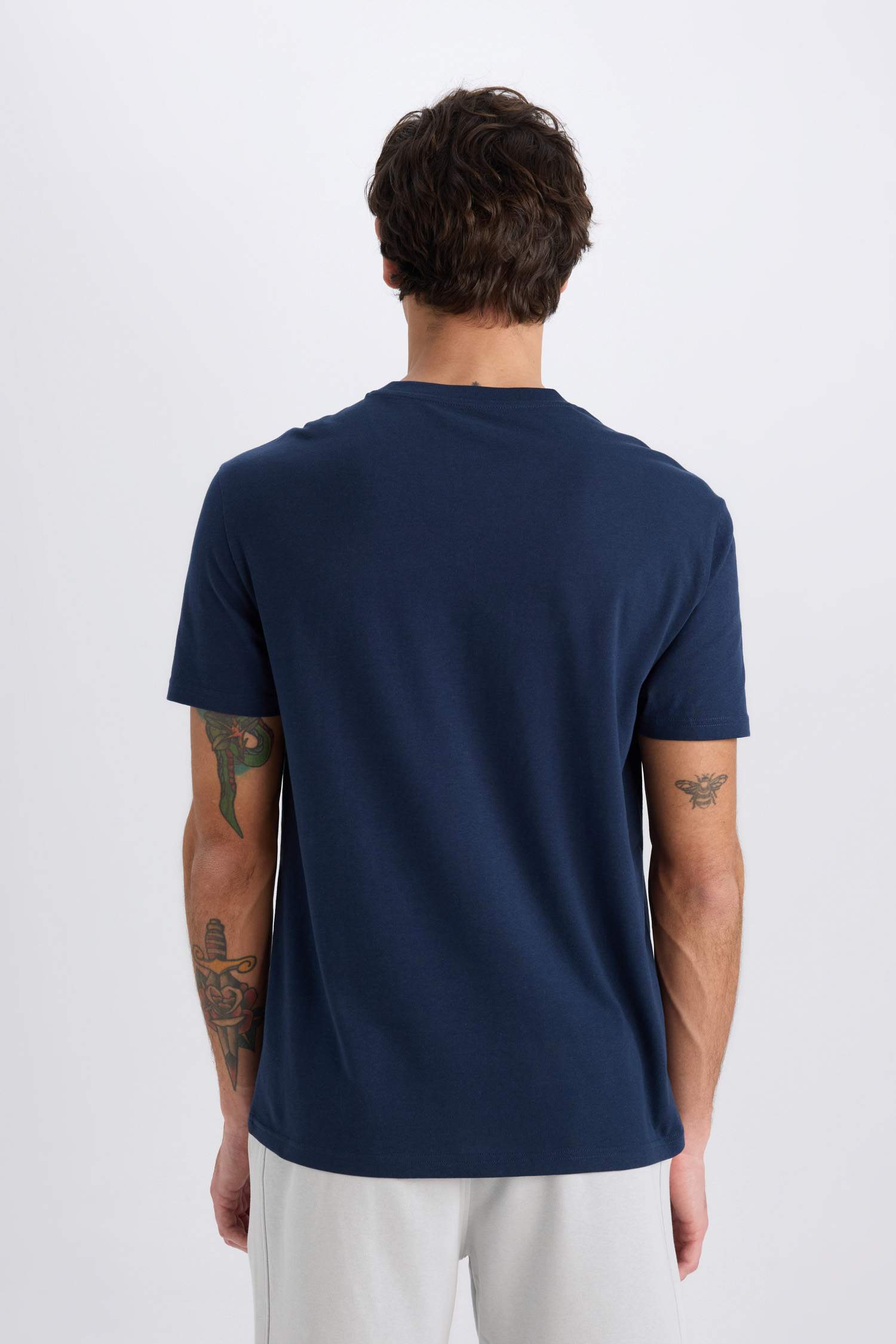 %100 Pamuk Regular Fit Bisiklet Yaka Baskılı Kısa Kollu Tişört