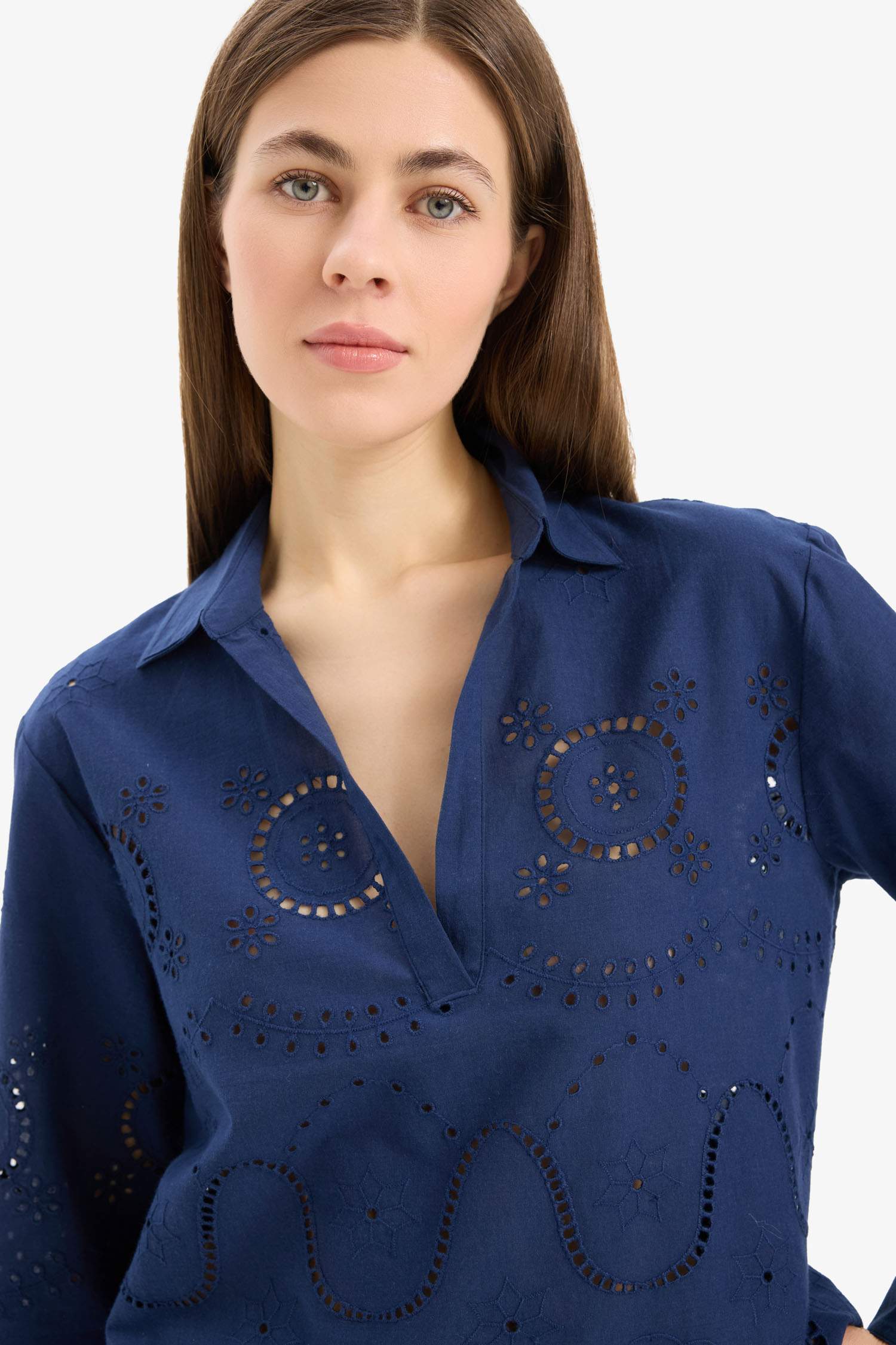 Fall in Love Regular Fit Embroidered Beach Shirt
