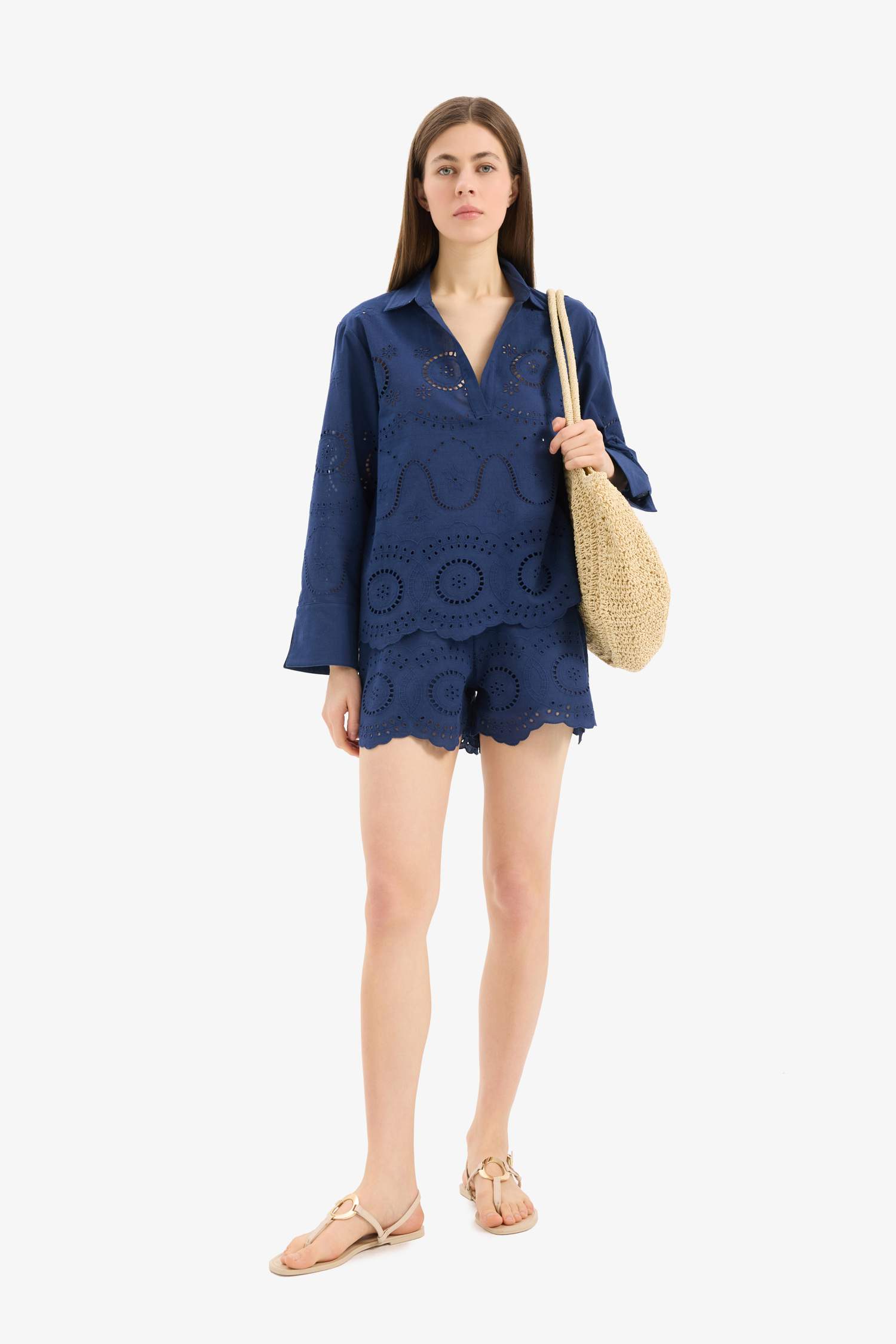 Fall in Love Regular Fit Embroidered Beach Shirt