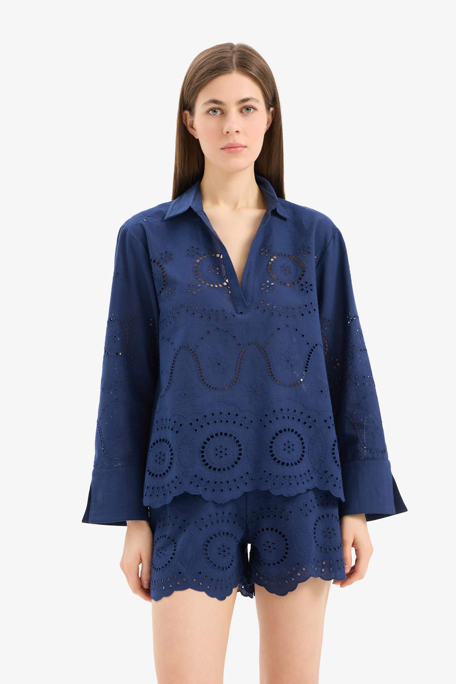 Fall in Love Regular Fit Embroidered Beach Shirt