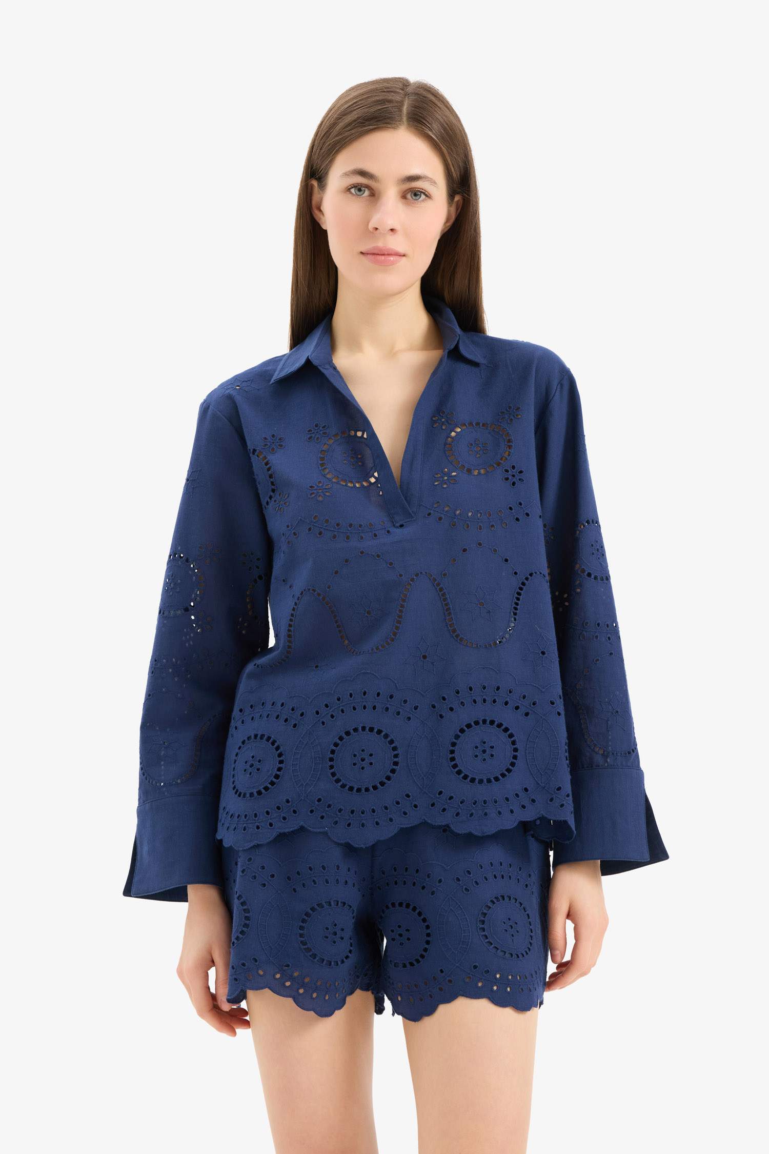 Fall in Love Regular Fit Embroidered Beach Shirt