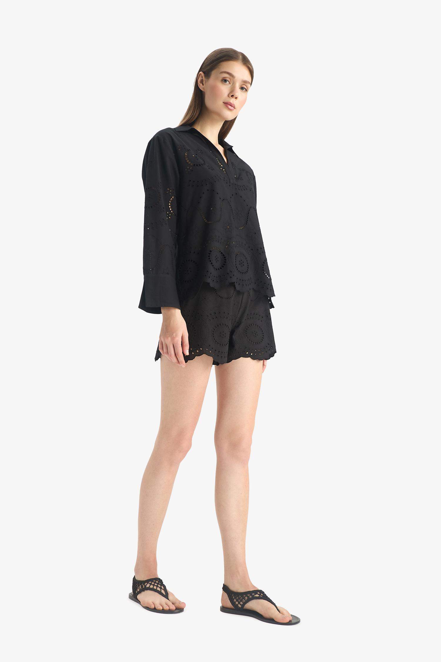 Regular Fit Brode Plaj Şortu-Fall in Love