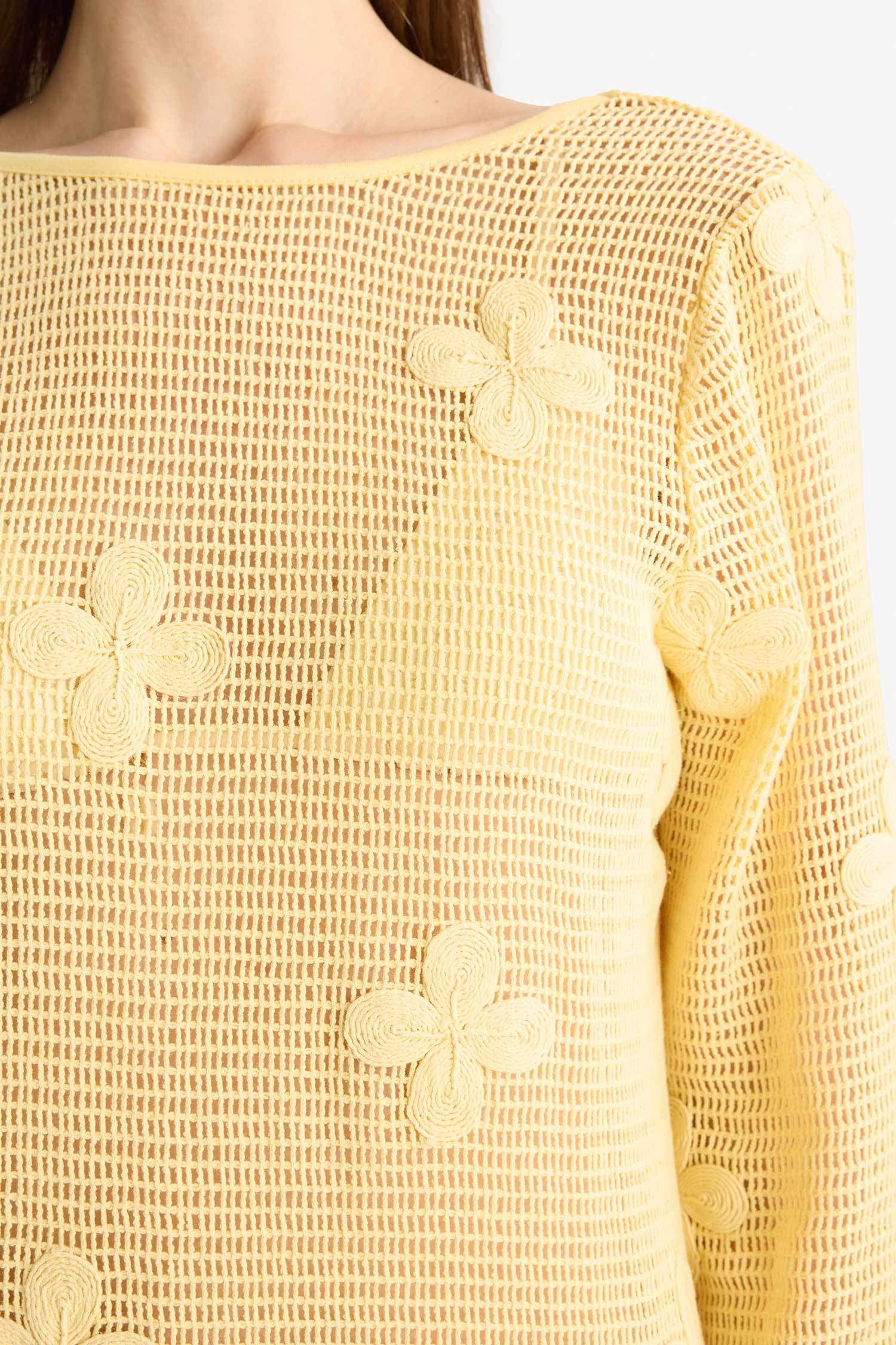 Regular Fit Uzun Kollu Dantelli Maxi Plaj Elbisesi-Fall in Love