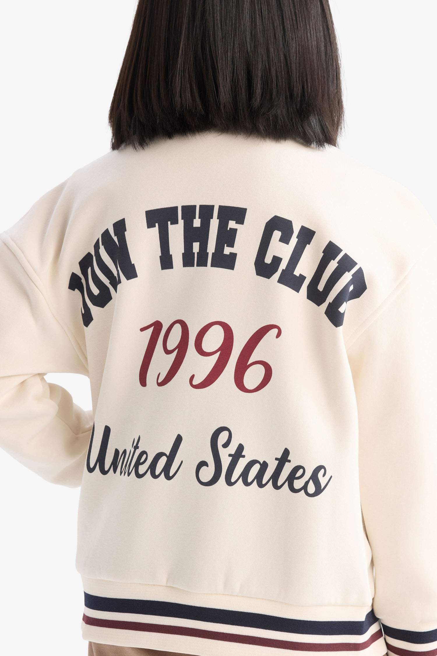 Kız Çocuk Kolej Yaka Çıtçıtlı Sırt Baskılı Bomber Ceket