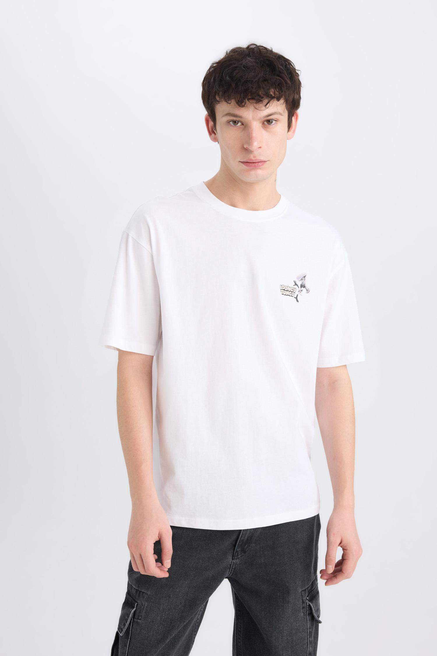 Boxy Fit Looney Tunes Licensed Crew Neck Printed Short Sleeve T-Shirt