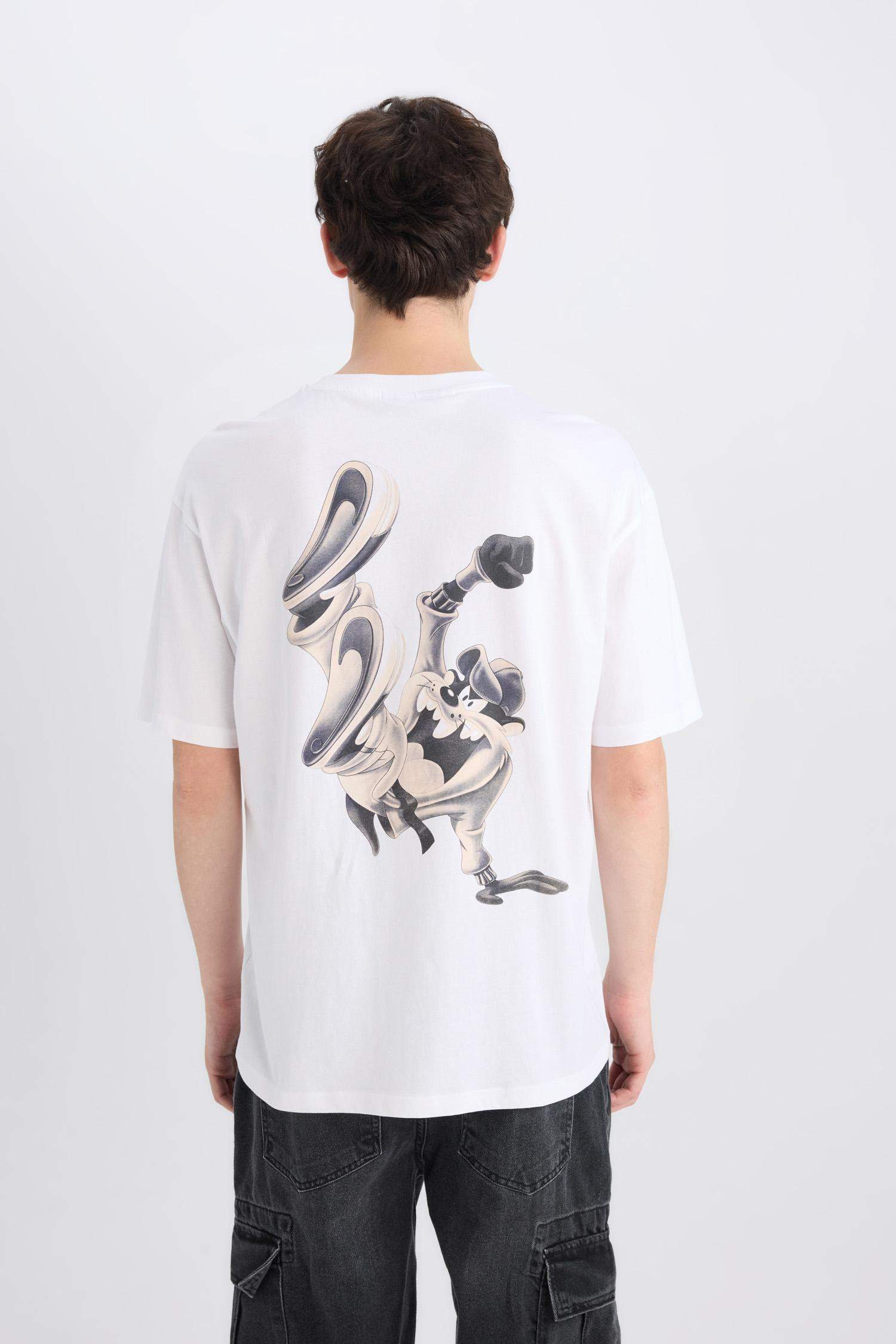 Boxy Fit Looney Tunes Licensed Crew Neck Printed Short Sleeve T-Shirt