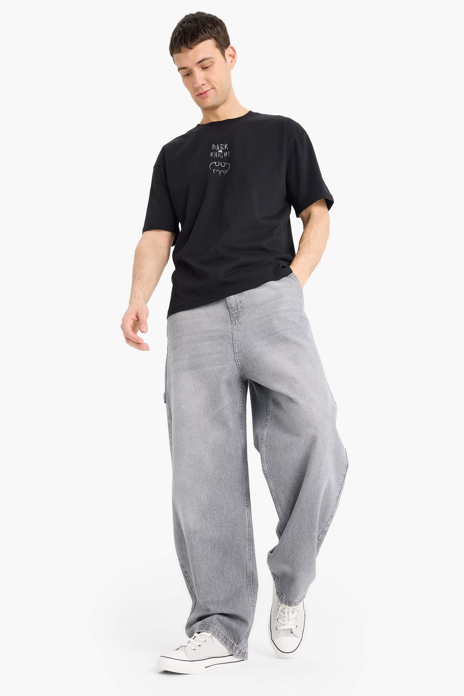 Boxy Fit Batman Licence Crew Neck Printed Short Sleeve T-Shirt