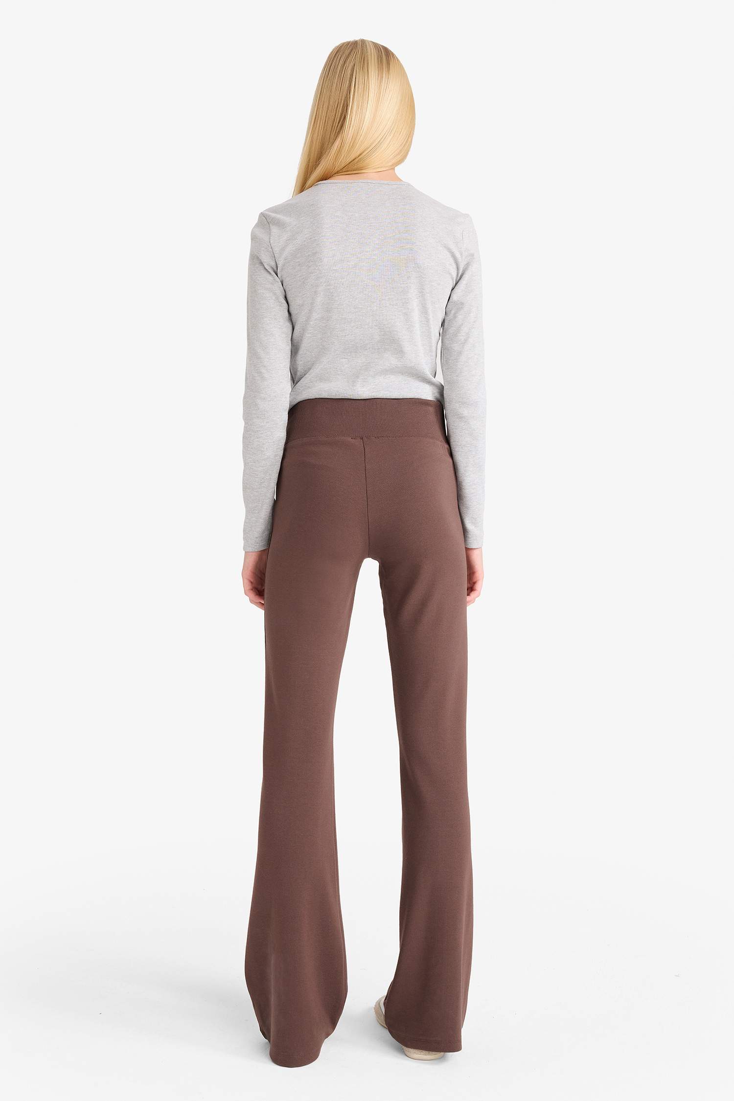 Flare Fit Beli Lastikli İspanyol Paça Ribana Pantolon