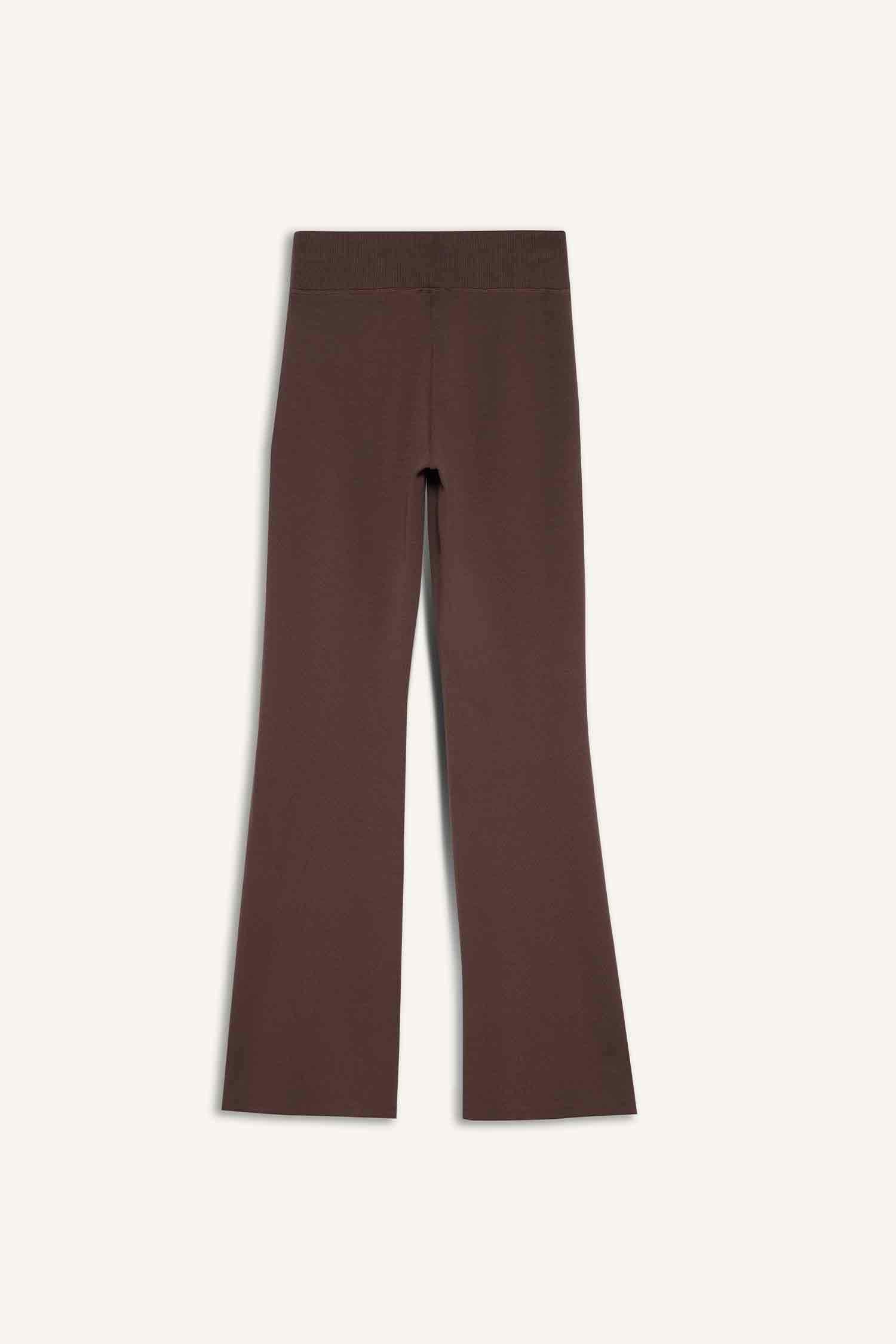 Flare Fit Beli Lastikli İspanyol Paça Ribana Pantolon