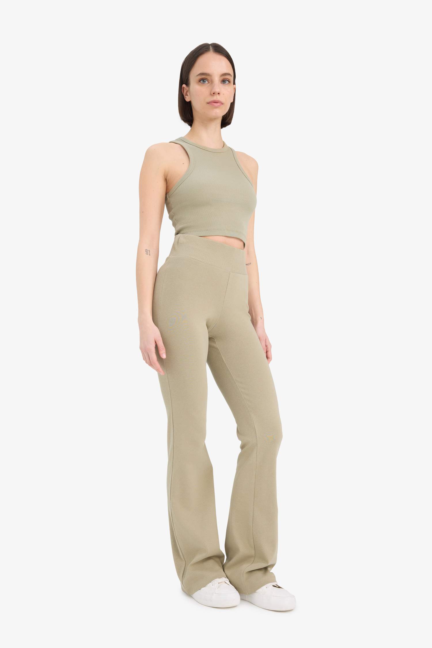 Flare Fit Ribbed Trousers