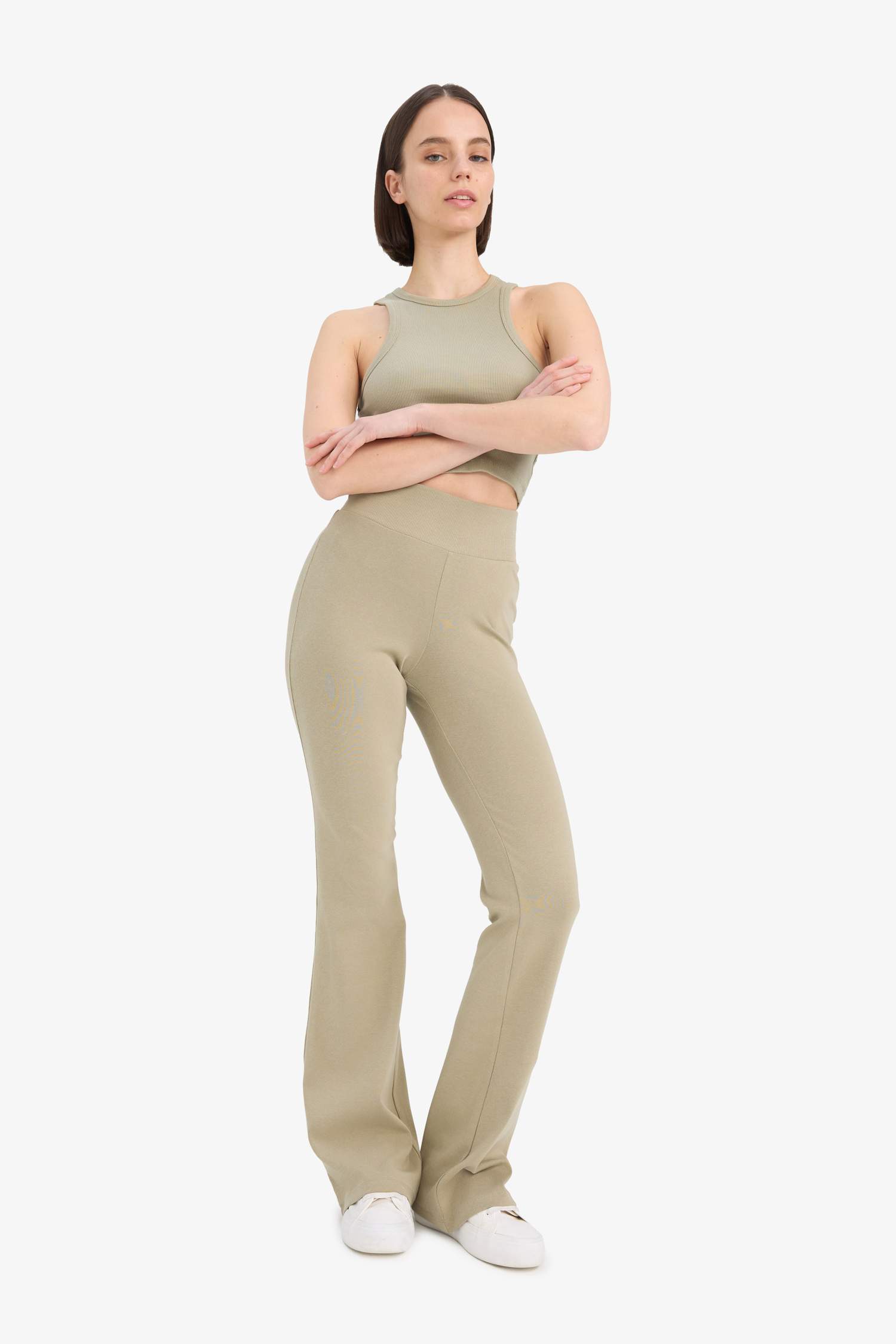 Flare Fit Ribbed Trousers