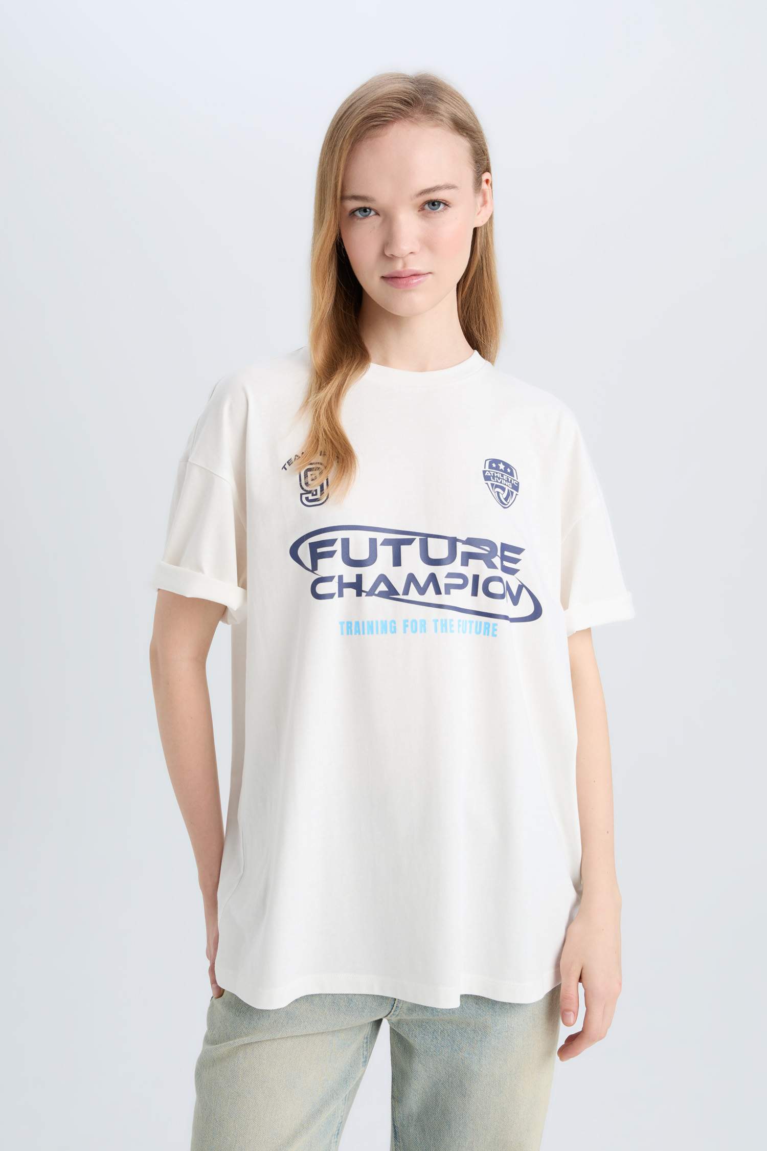 T-shirt oversize imprimé à col rond