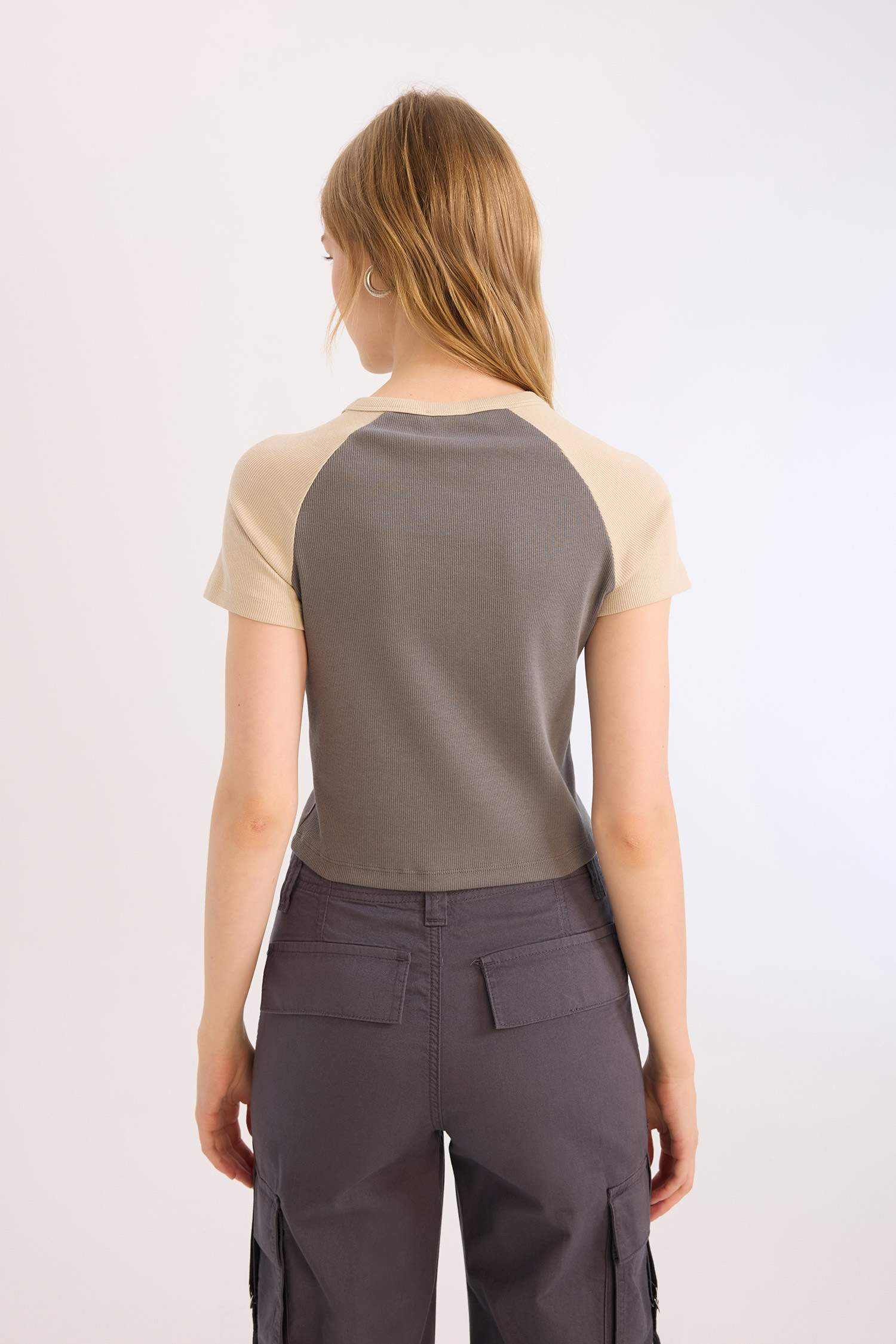 Coool Fitted Bisiklet Yaka Baskılı Fitilli Kaşkorse Kısa Kollu Tişört