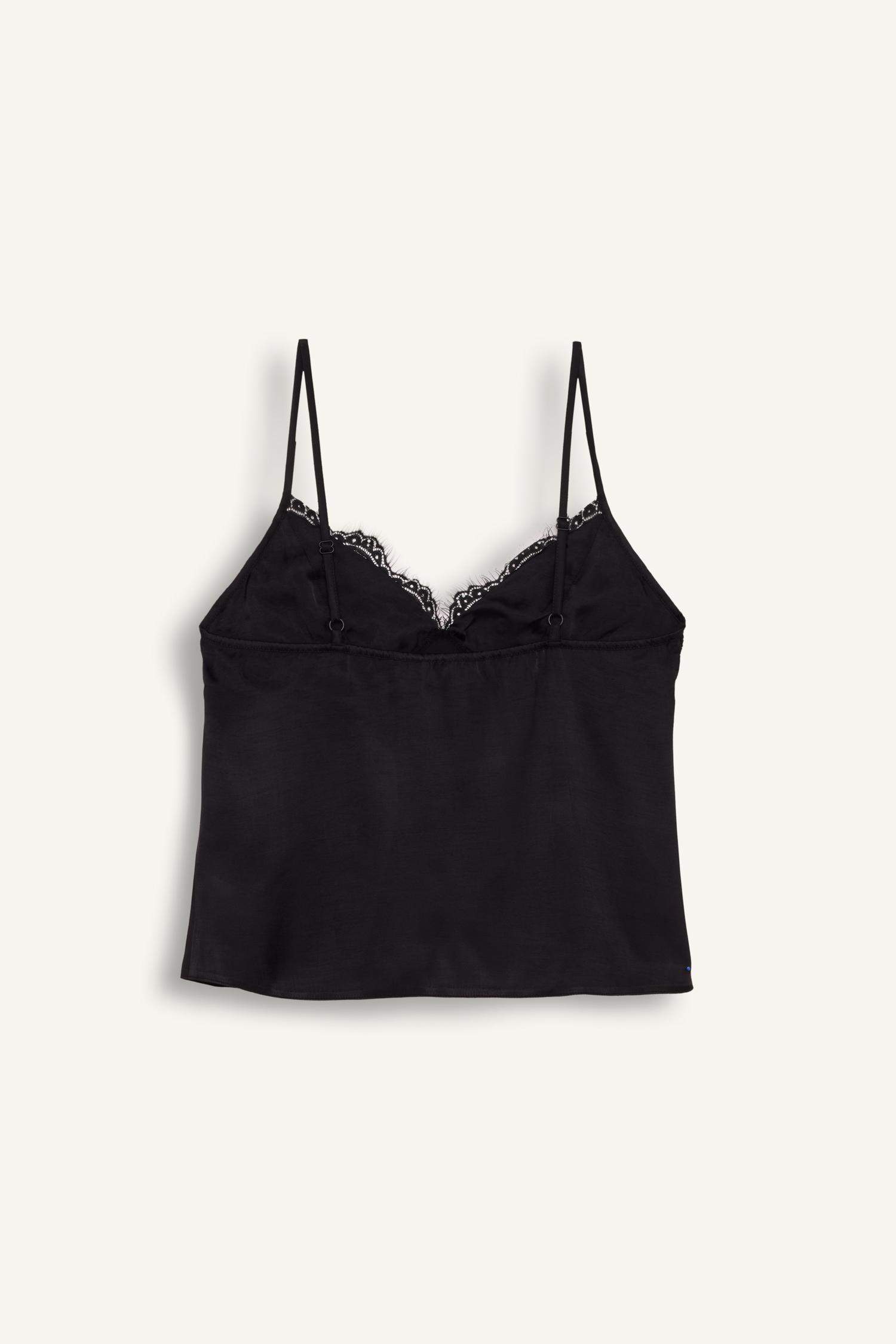 Top en satin à fines bretelles à Col drapé en dentelle Sorbe x DeFacto