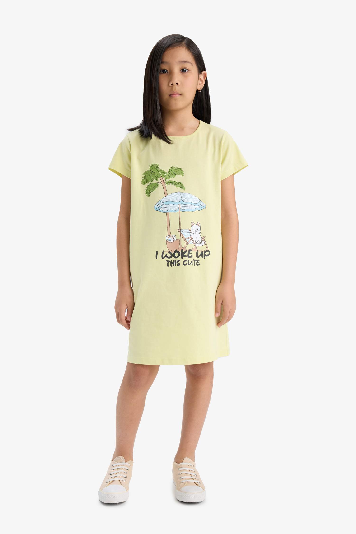 Kız Çocuk Baskılı Kısa Kollu Elbise