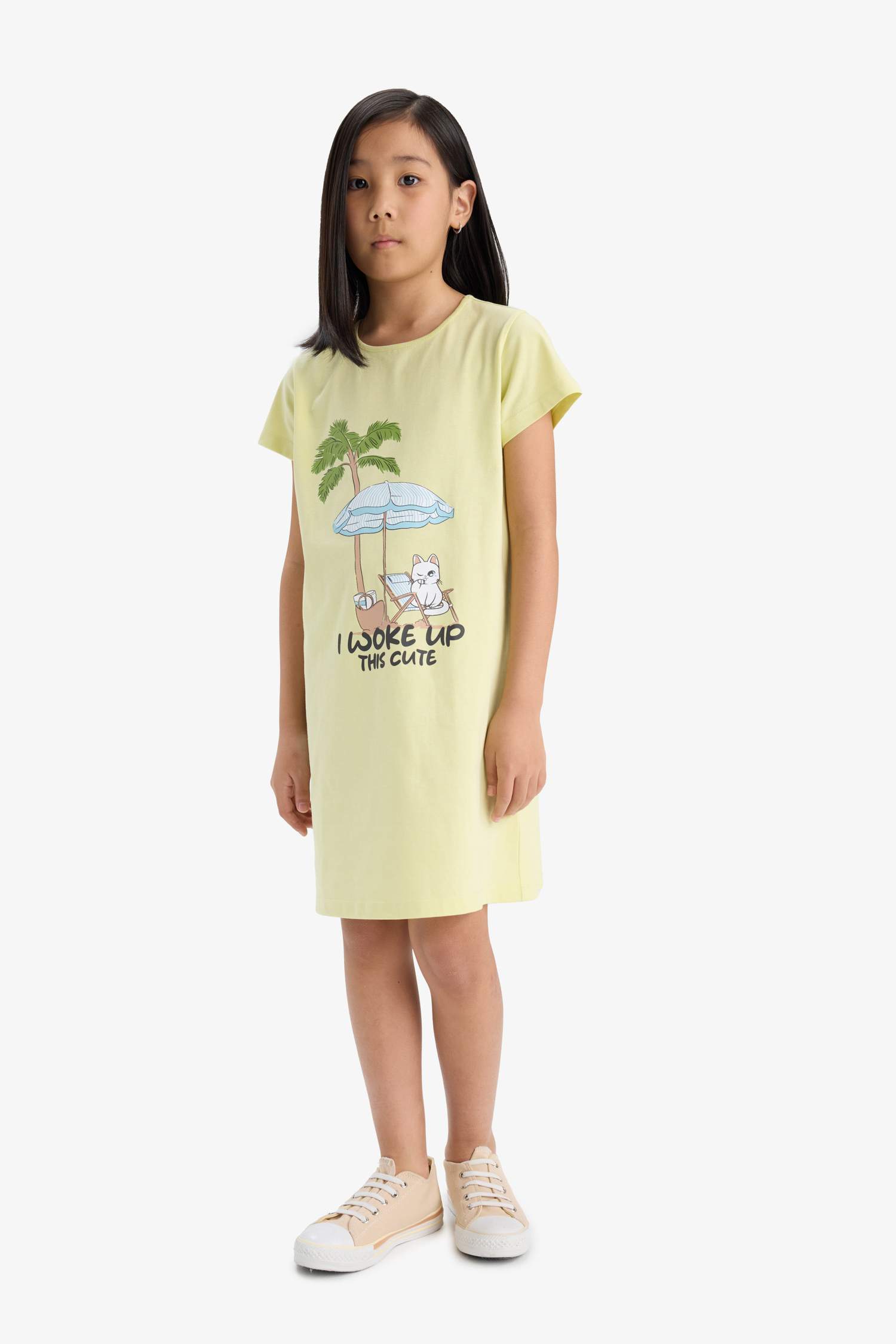 Kız Çocuk Baskılı Kısa Kollu Elbise