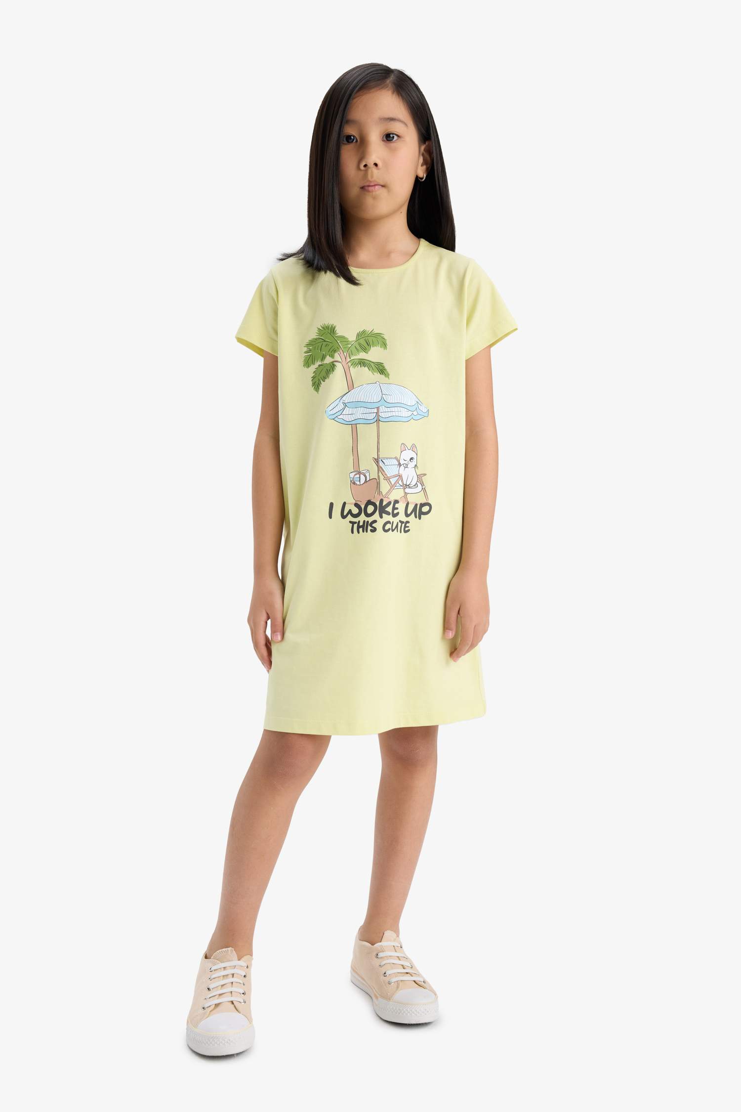 Kız Çocuk Baskılı Kısa Kollu Elbise