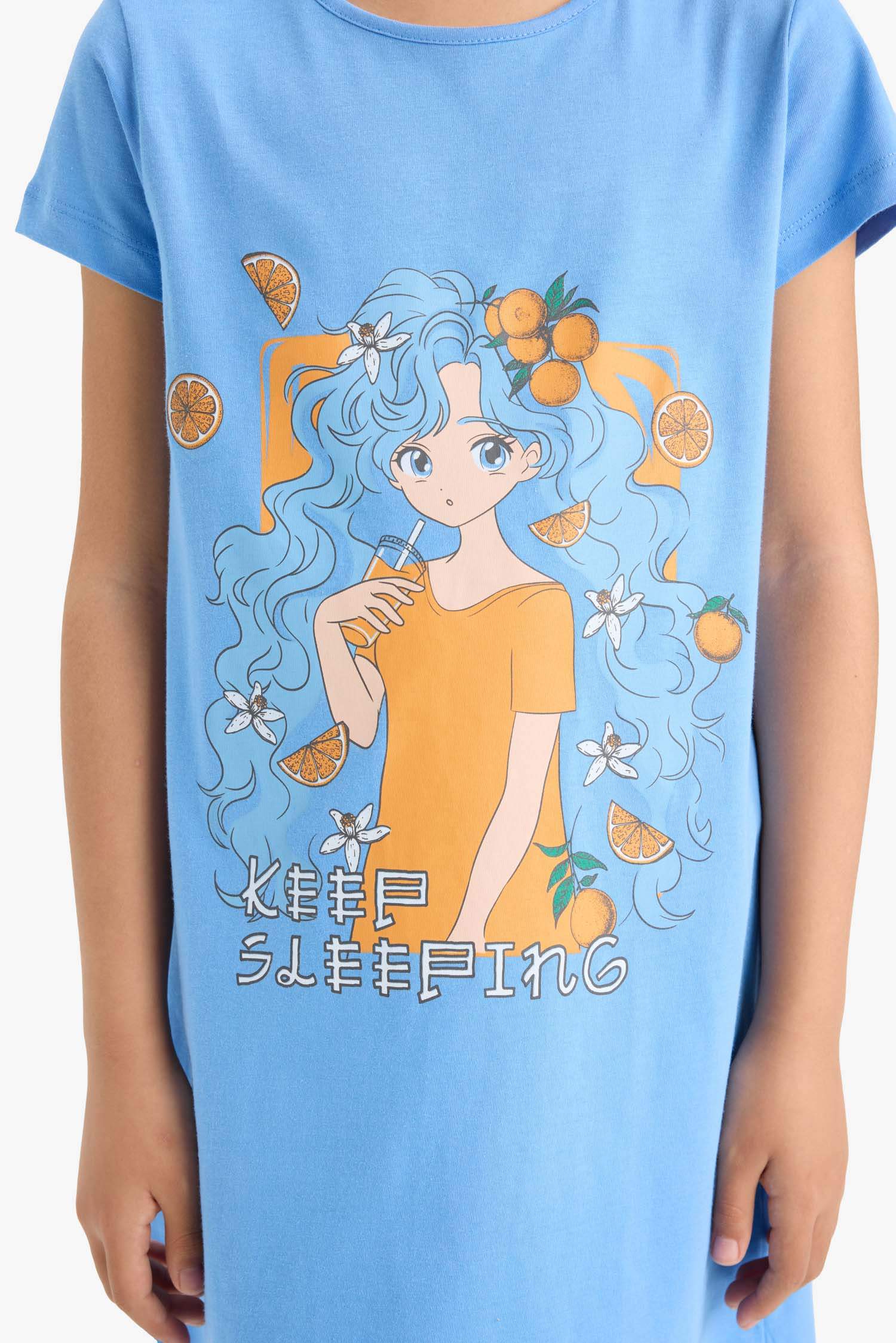 Girl Animal Patterned Short Sleeve Dress