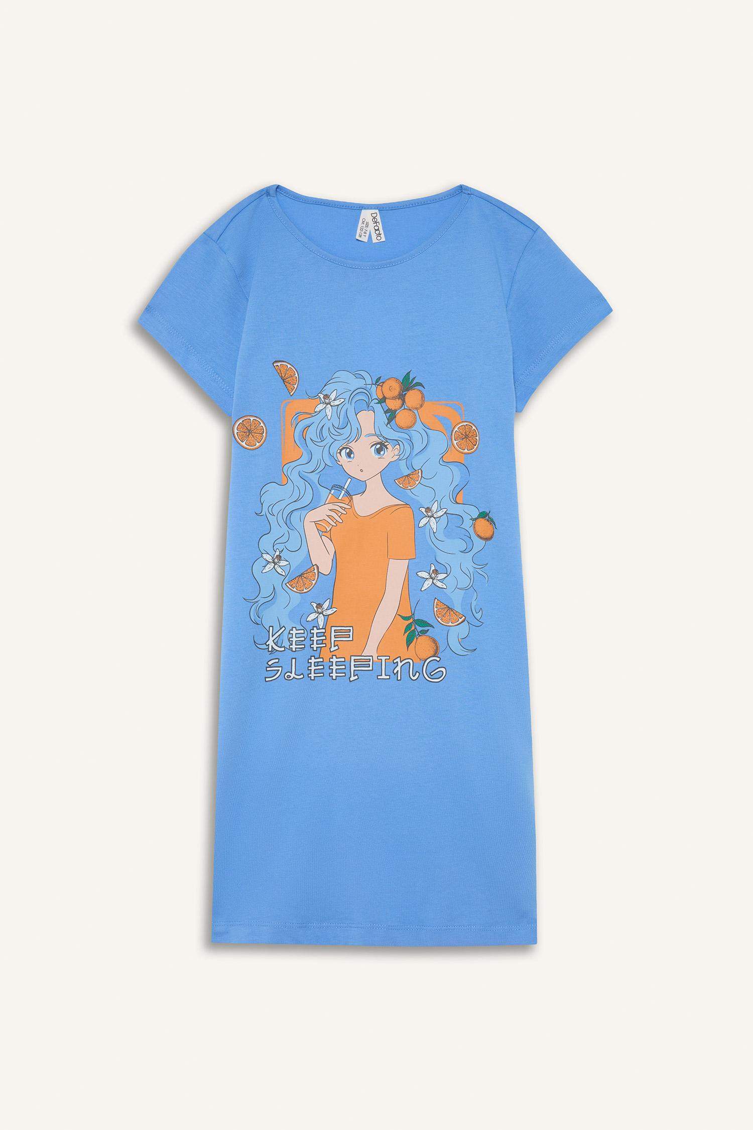 Girl Animal Patterned Short Sleeve Dress