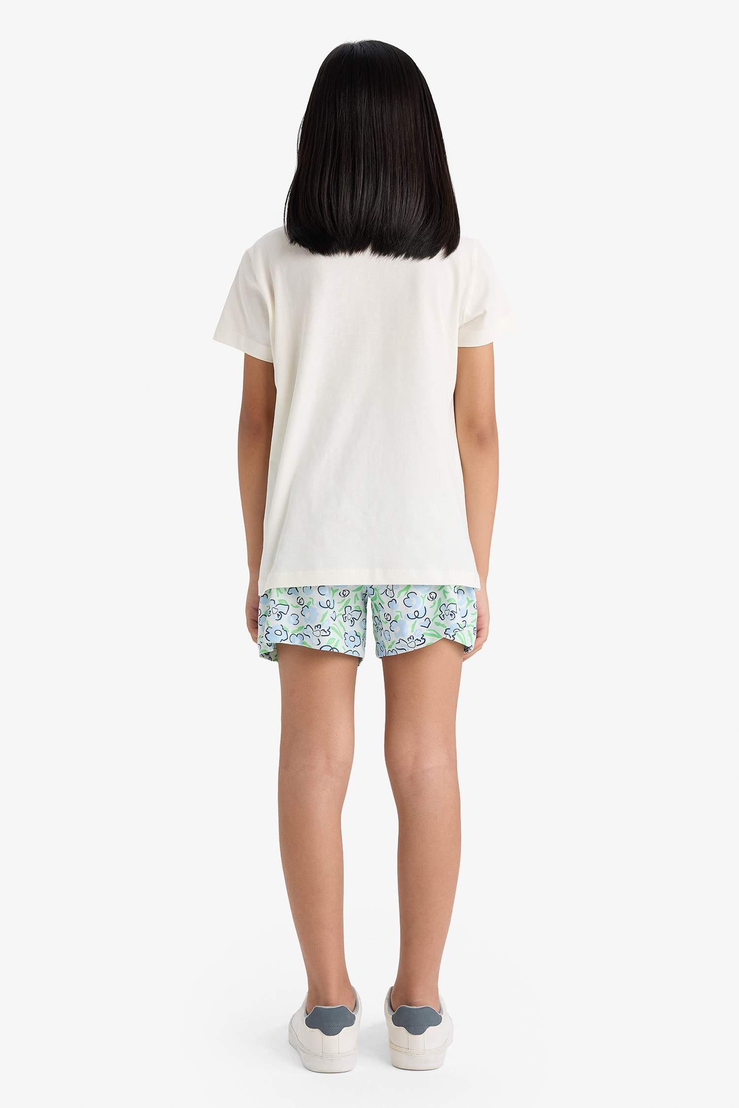 Комплект пижамы для девочек с принтом, верх с короткими рукавами и шорты на эластичном поясе