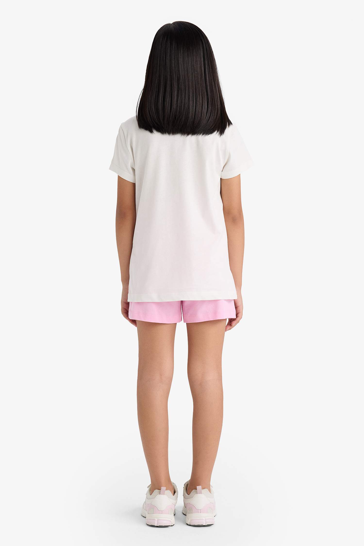 Kız Çocuk Pijama Takımı Baskılı Kısa Kollu Üst Beli Lastikli Şort