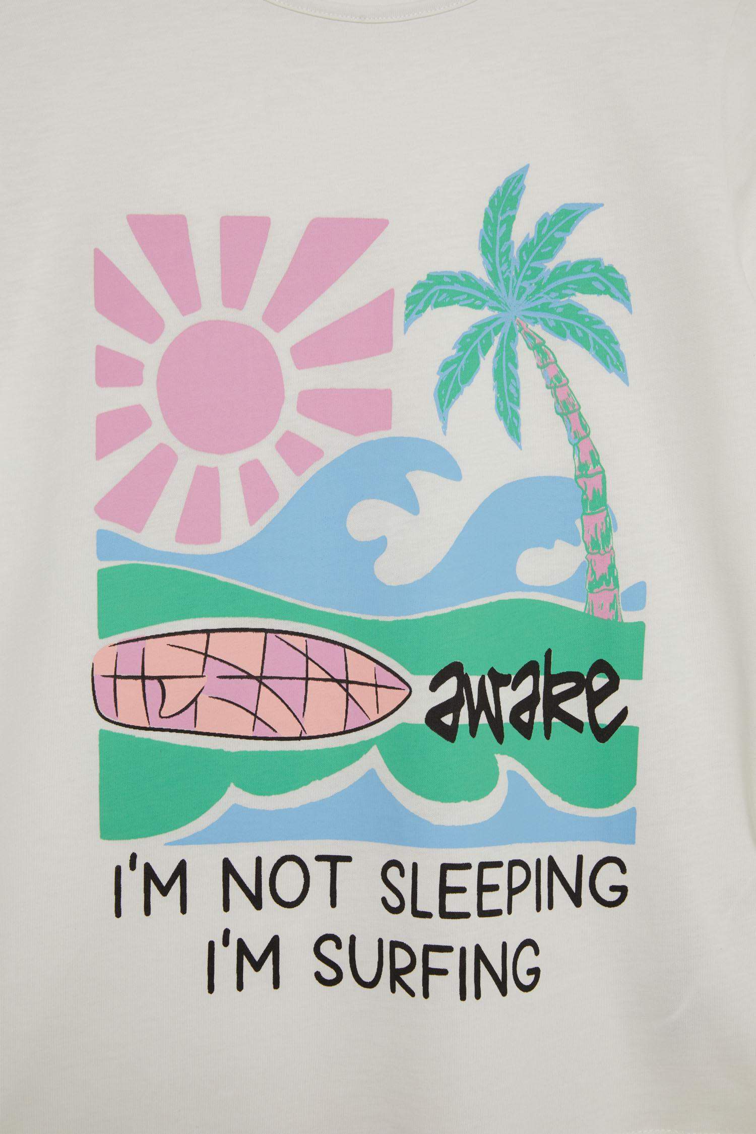 Kız Çocuk Pijama Takımı Baskılı Kısa Kollu Üst Beli Lastikli Şort