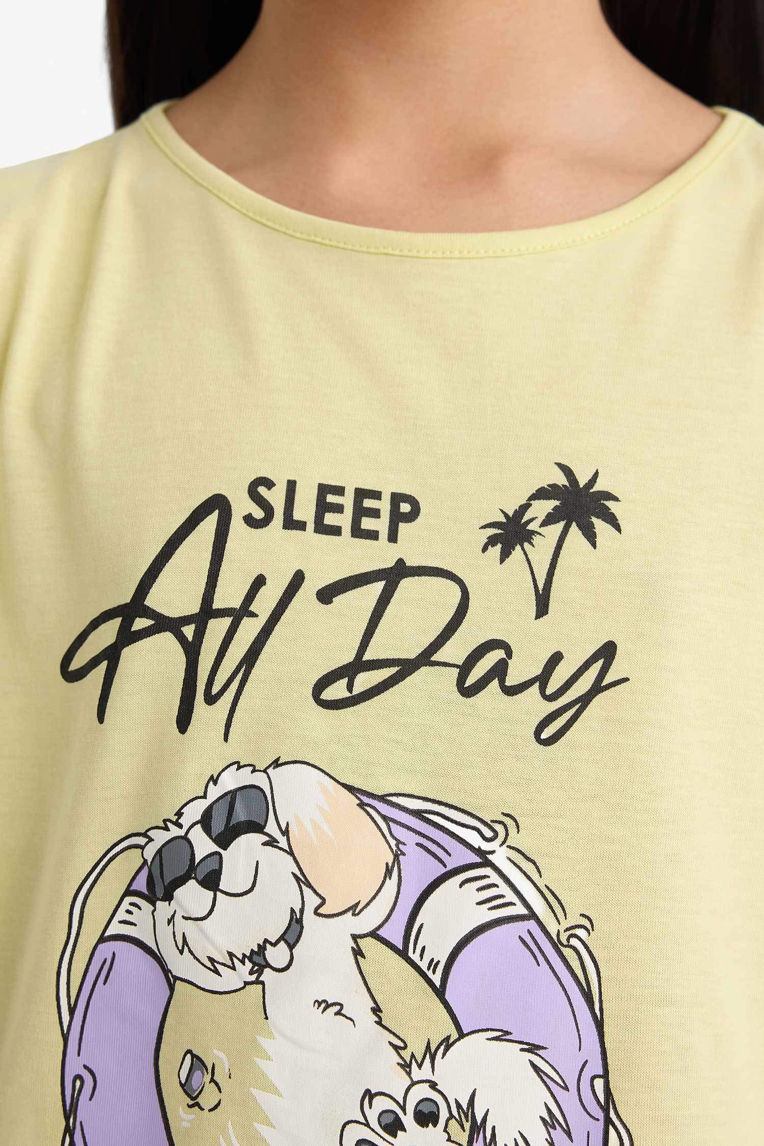 سيت بجامة بناتي شورت وتيشيرت قصة عادية - قطعتين